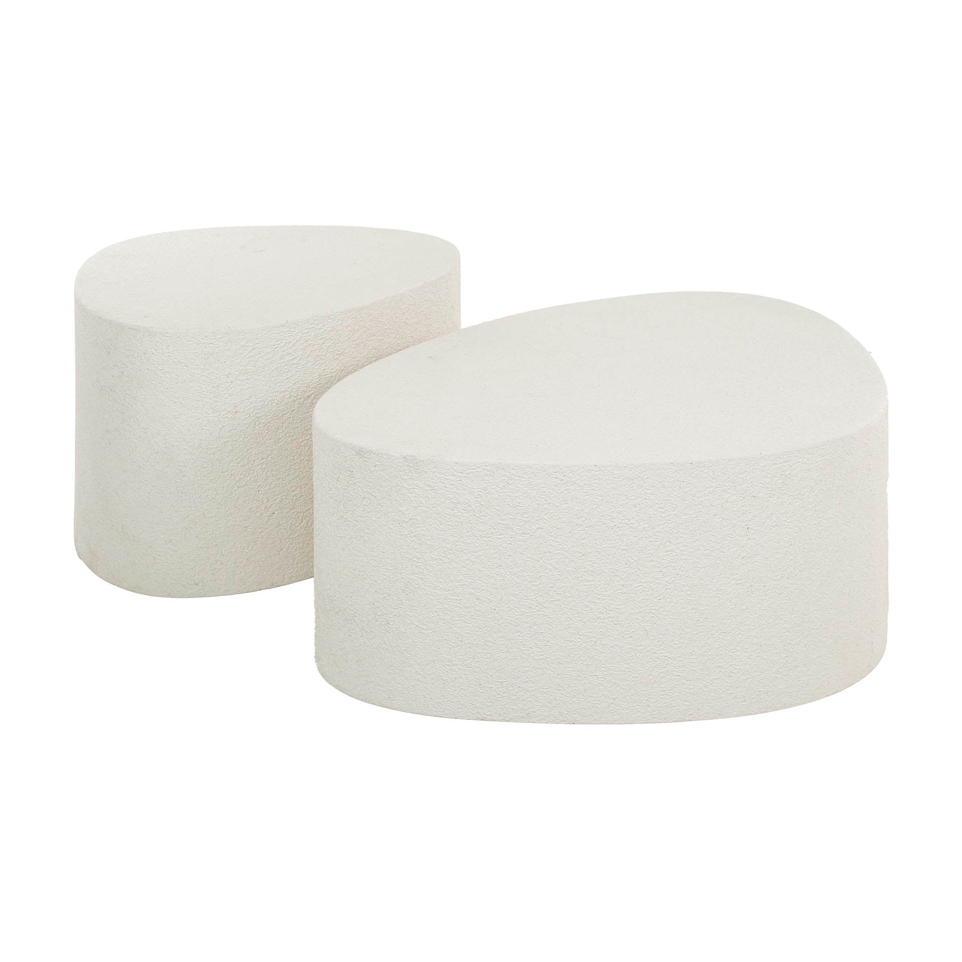 Couchtisch-Set Stella – 2er-Set dreieckige Tische aus Marmorkomposit, modernes Design, 81 x 60 x 30 cm / 60 x 49 x 35 cm