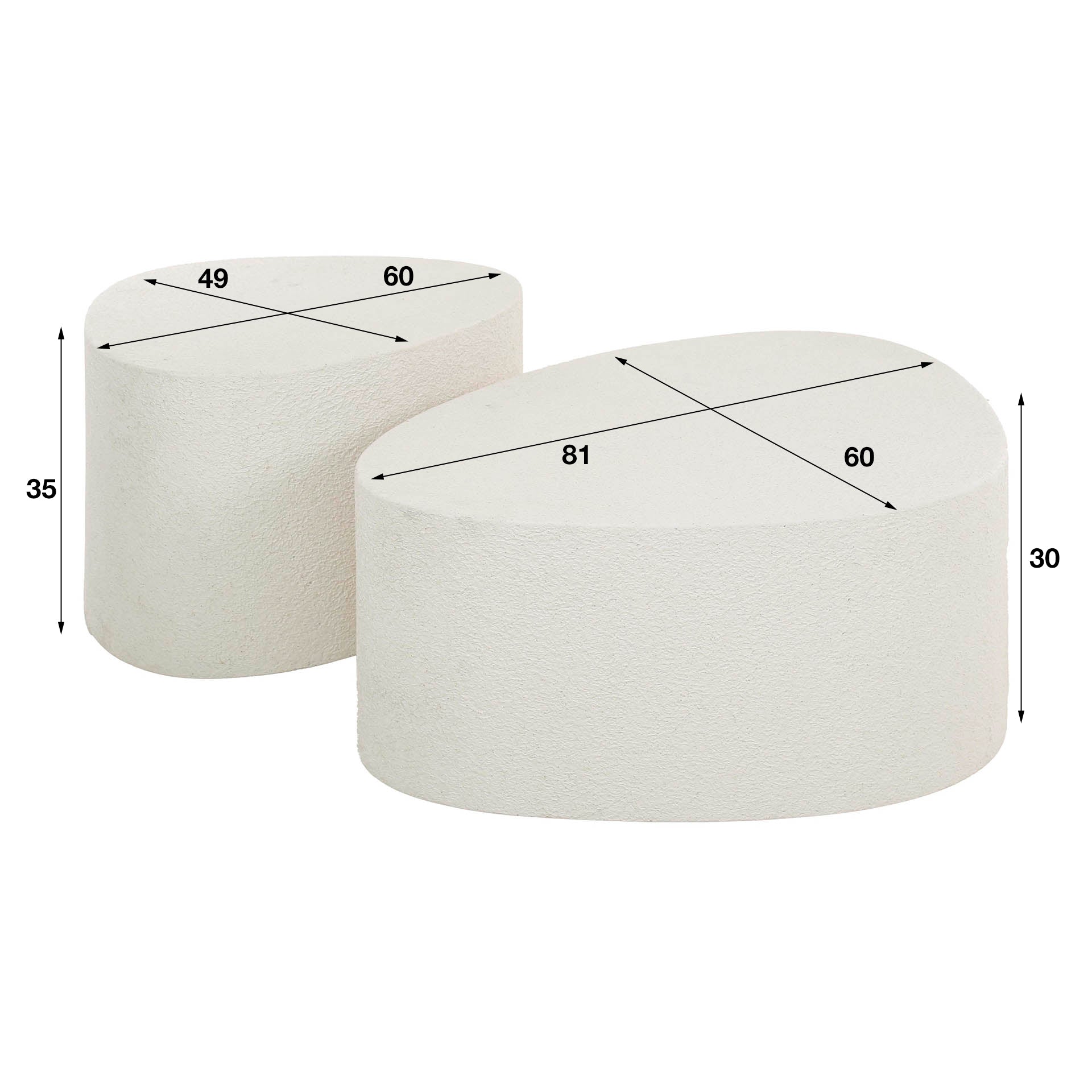 Couchtisch-Set Stella – 2er-Set dreieckige Tische aus Marmorkomposit, modernes Design, 81 x 60 x 30 cm / 60 x 49 x 35 cm