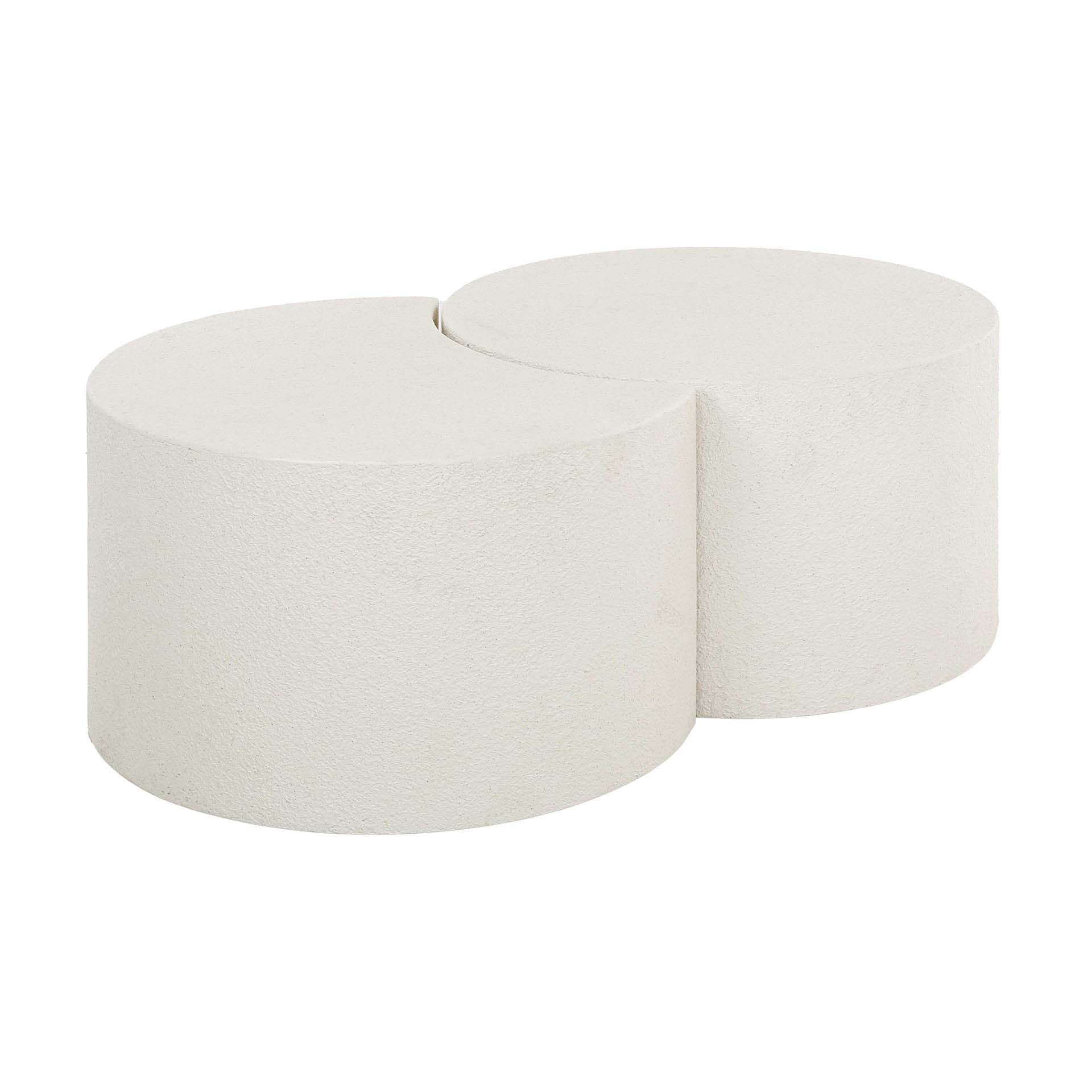 Couchtisch-Set Stella – 2er-Set Tische aus Marmorkomposit in Vollmond- & Halbmondform, modernes Design, 60 cm Ø / 60 x 41 cm