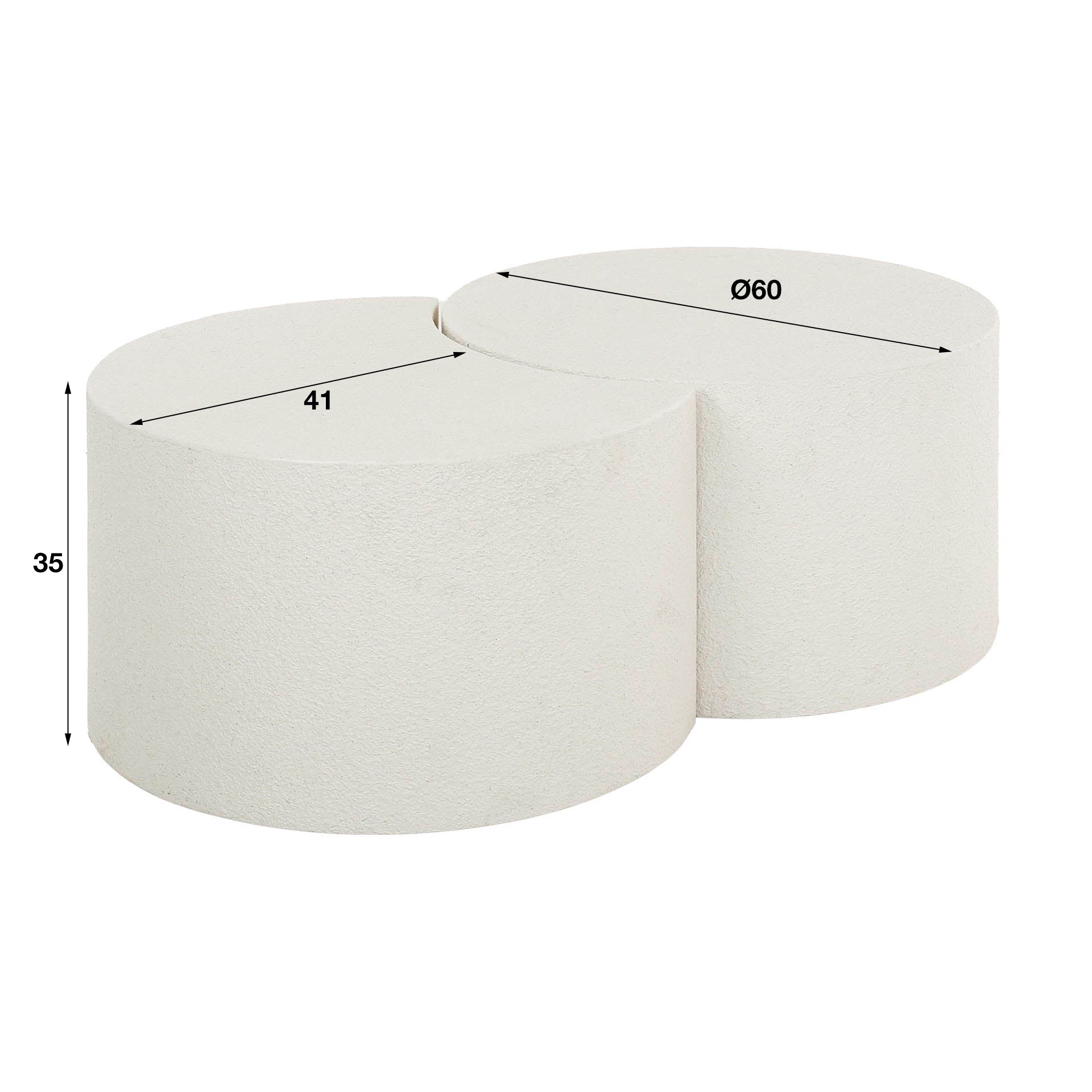 Couchtisch-Set Stella – 2er-Set Tische aus Marmorkomposit in Vollmond- & Halbmondform, modernes Design, 60 cm Ø / 60 x 41 cm