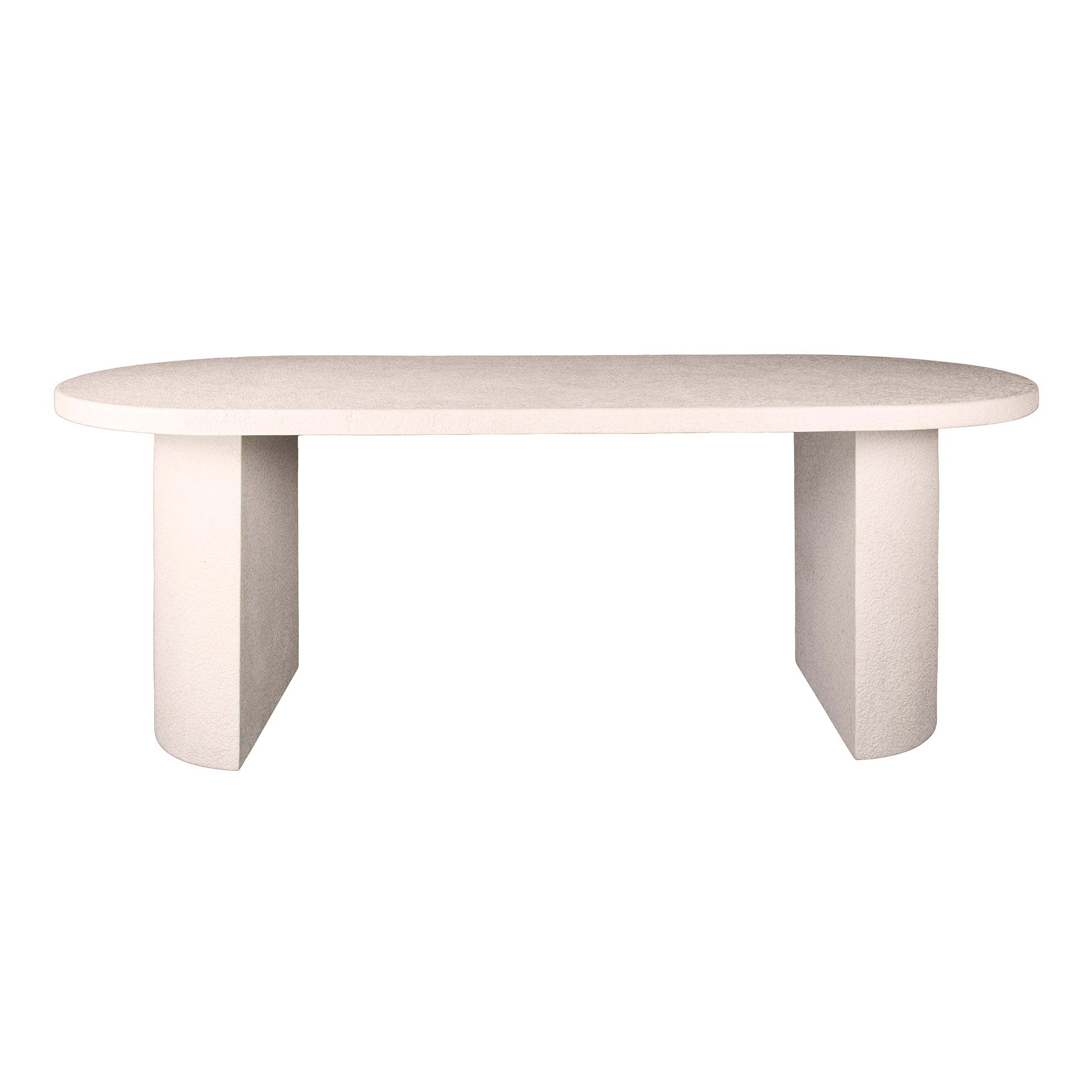 Esstisch Arcano – Marmorkomposit Tisch mit halbmondförmigen Säulenbeinen, modernes Design, 215 x 90 x 77 cm