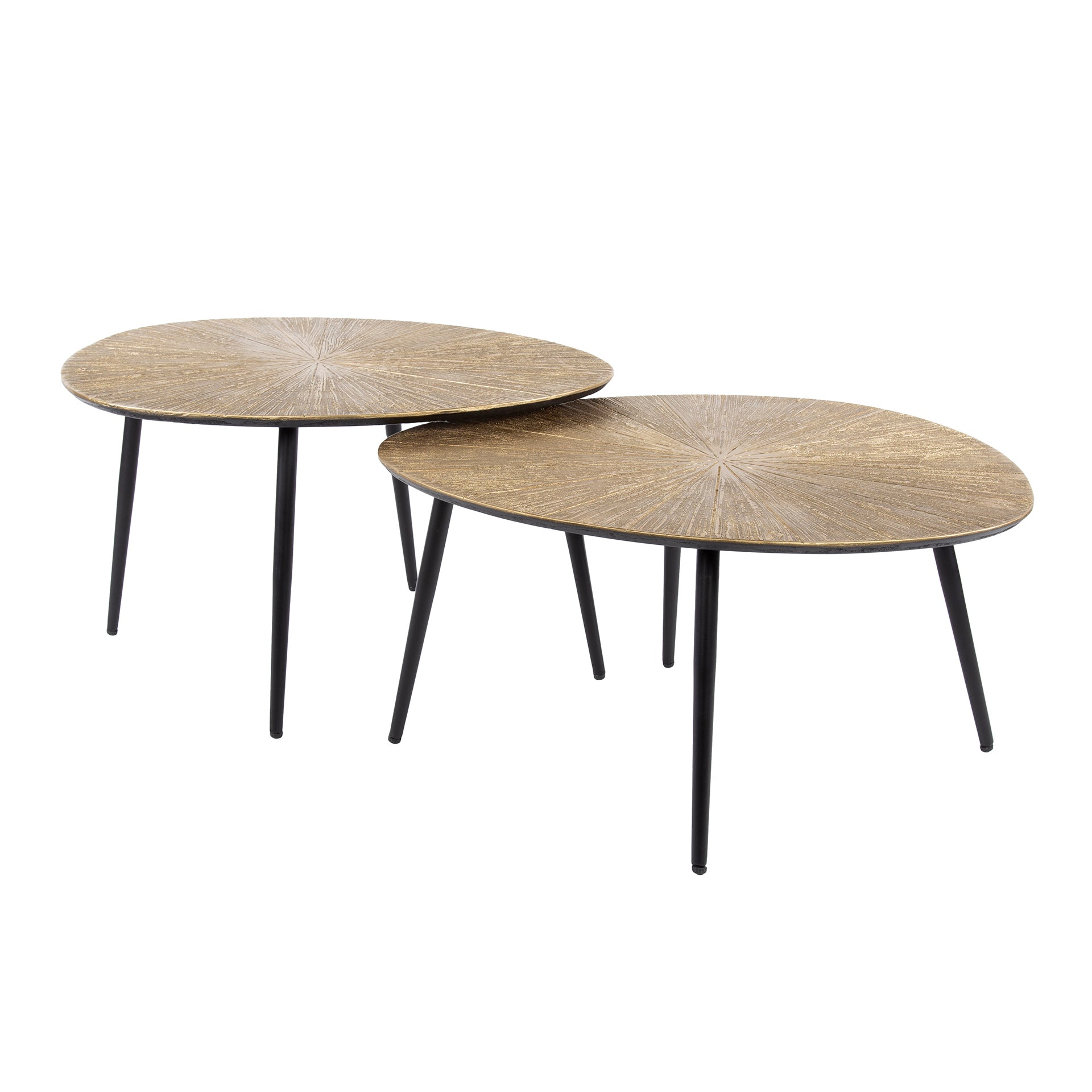 Couchtisch-Set Vareno – 2er-Set organische Tische aus Metall in Antik Bronze/Gold, modernes Design, 77 x 60 x 43 cm