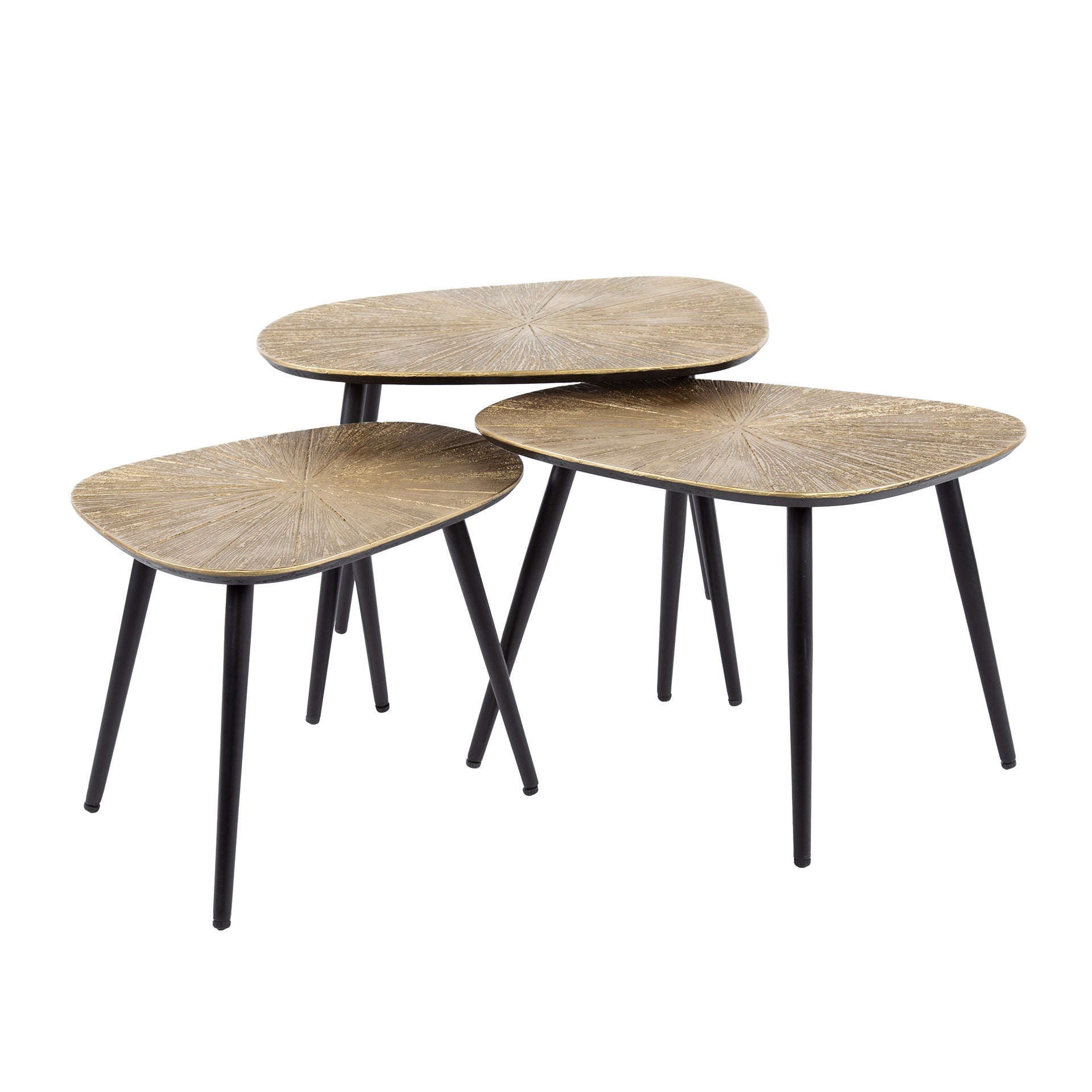 Couchtisch-Set Vareno – 3er-Set viereckige Tische aus Metall in Antik Bronze/Gold, modernes Design, 62/51 x 43 cm