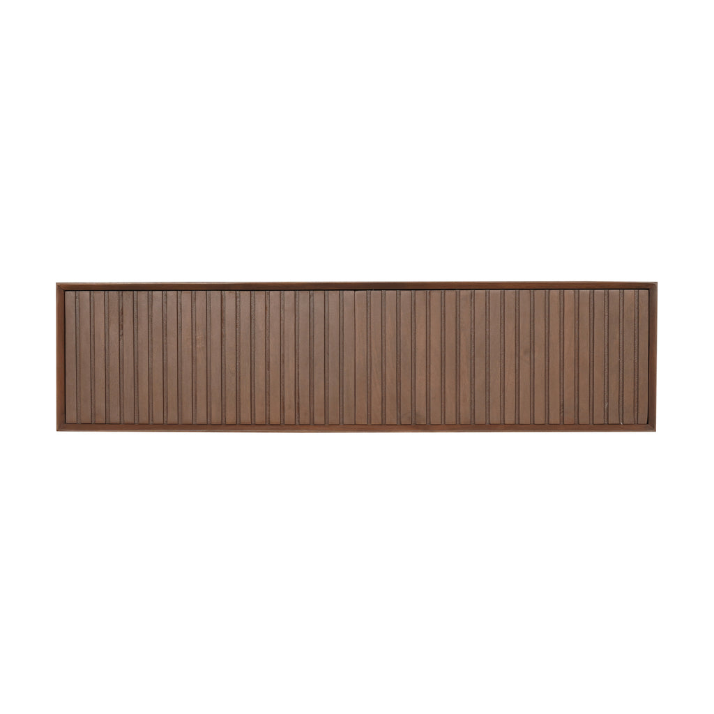 Schwebendes TV-Board Mandy Sand – Mangoholz mit Lattenmuster, 120 x 35 x 30 cm, modernes Design & luftige Eleganz fürs Wohnzimmer