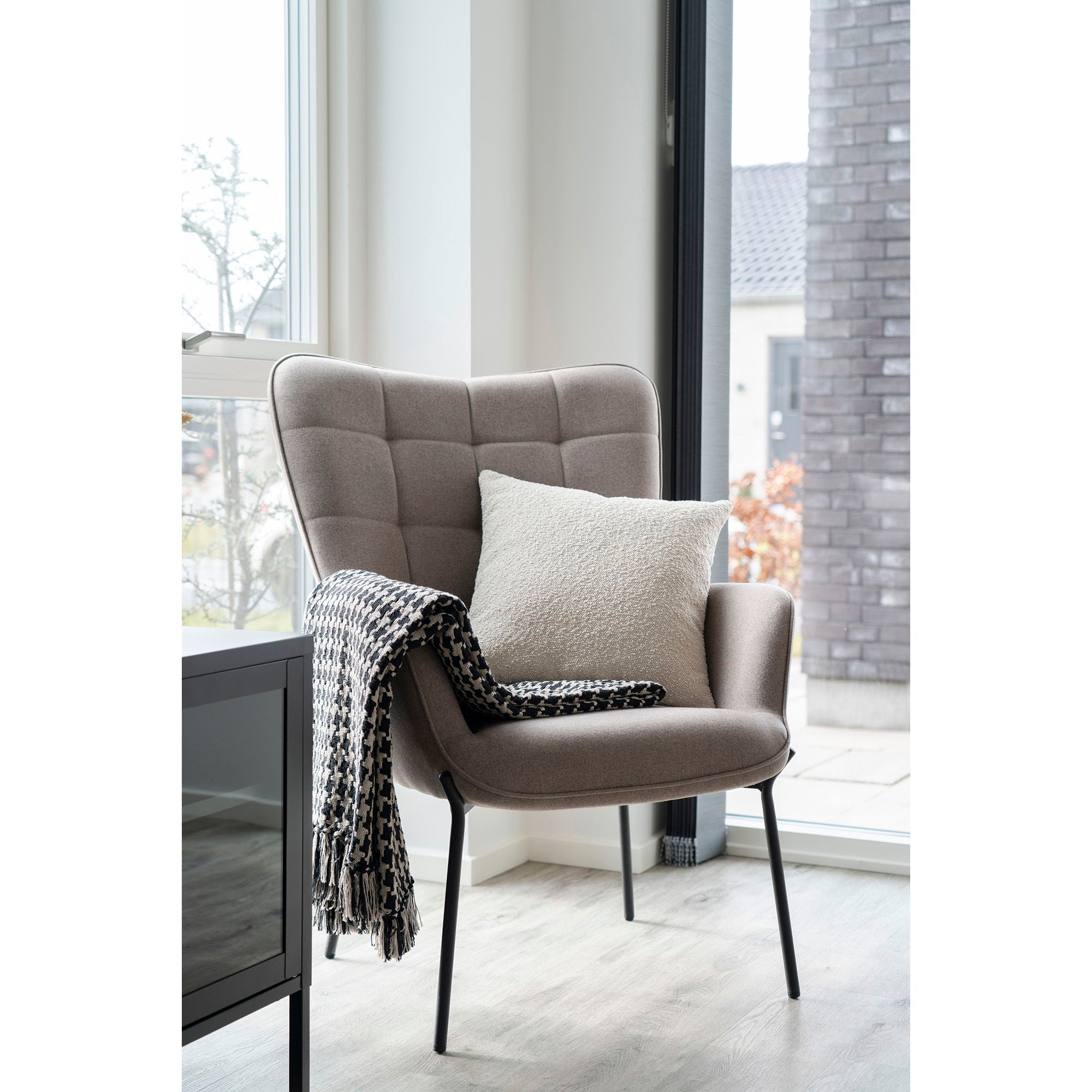 Savannah Kissen - Kissen aus Bouclé, beige, 45x45 cm