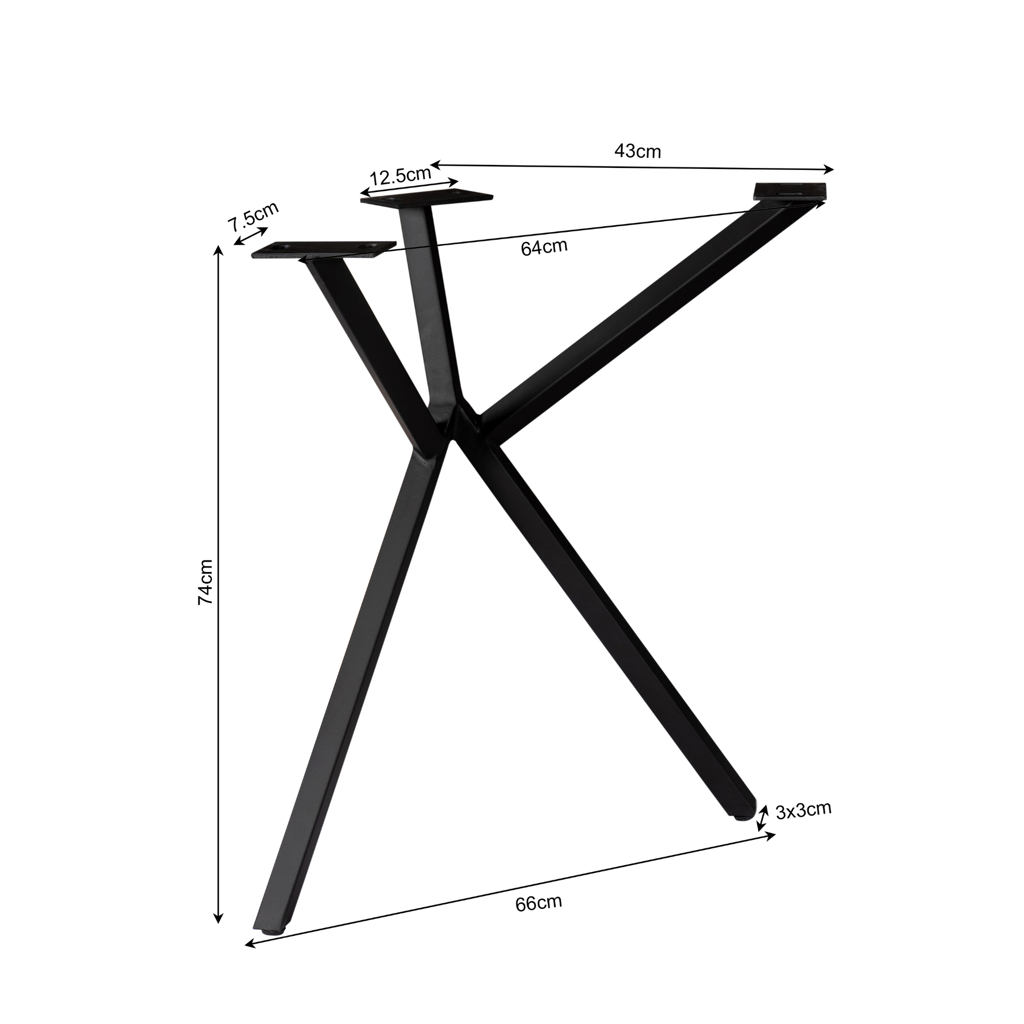 Y-Tischbein Schwarz 53x71x74 cm – modernes & stabiles Metallgestell für individuelle Tischplatten