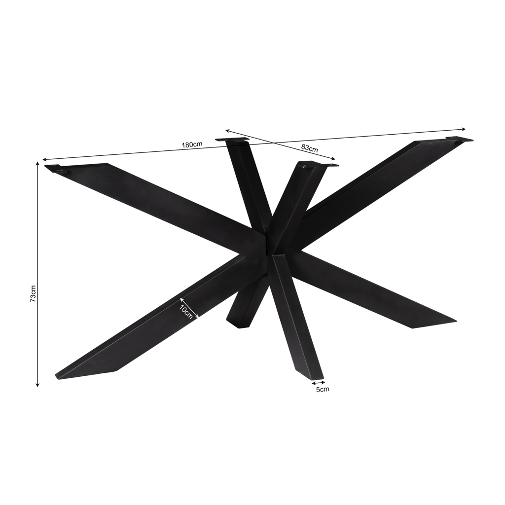 Tischgestell Matrix Schwarz 160x83x73 cm – modernes Metallbein für Tischplatten 200–240 cm