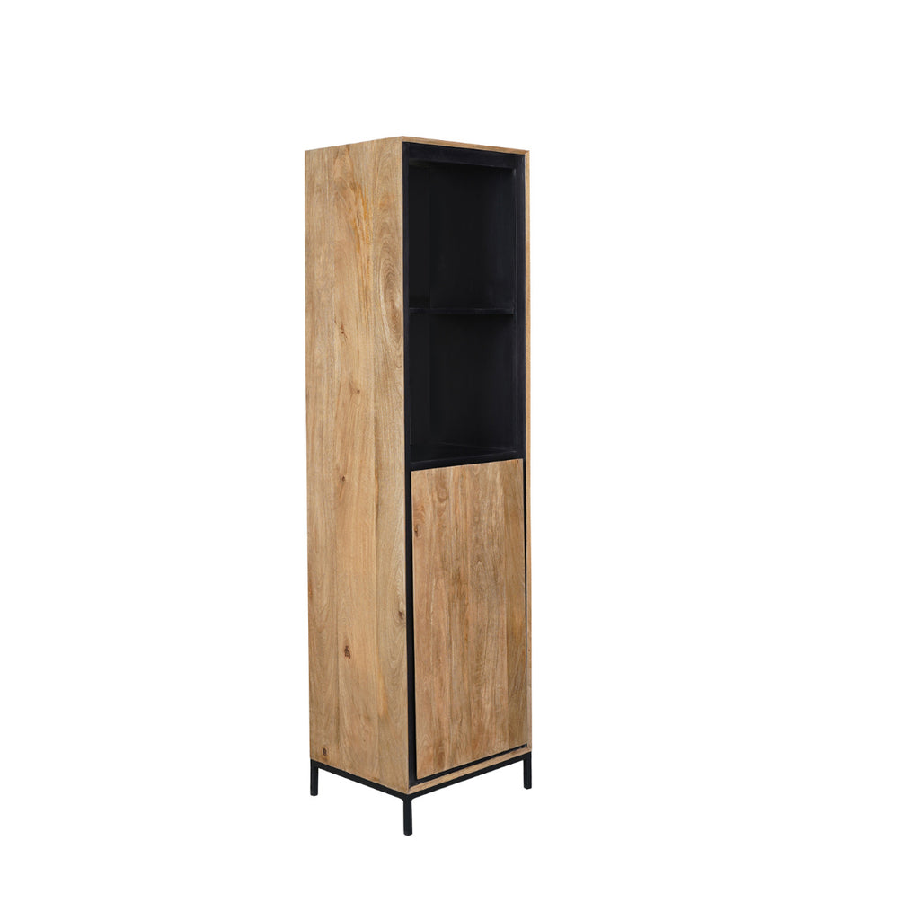 Regalschrank Rois – Mangoholz & Metall Schwarz, 60 x 45 x 220 cm