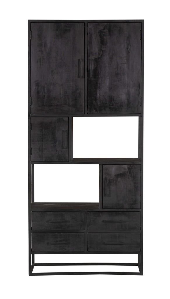 Regal Denver Schwarz | Mangoholz und Stahl | 90 cm