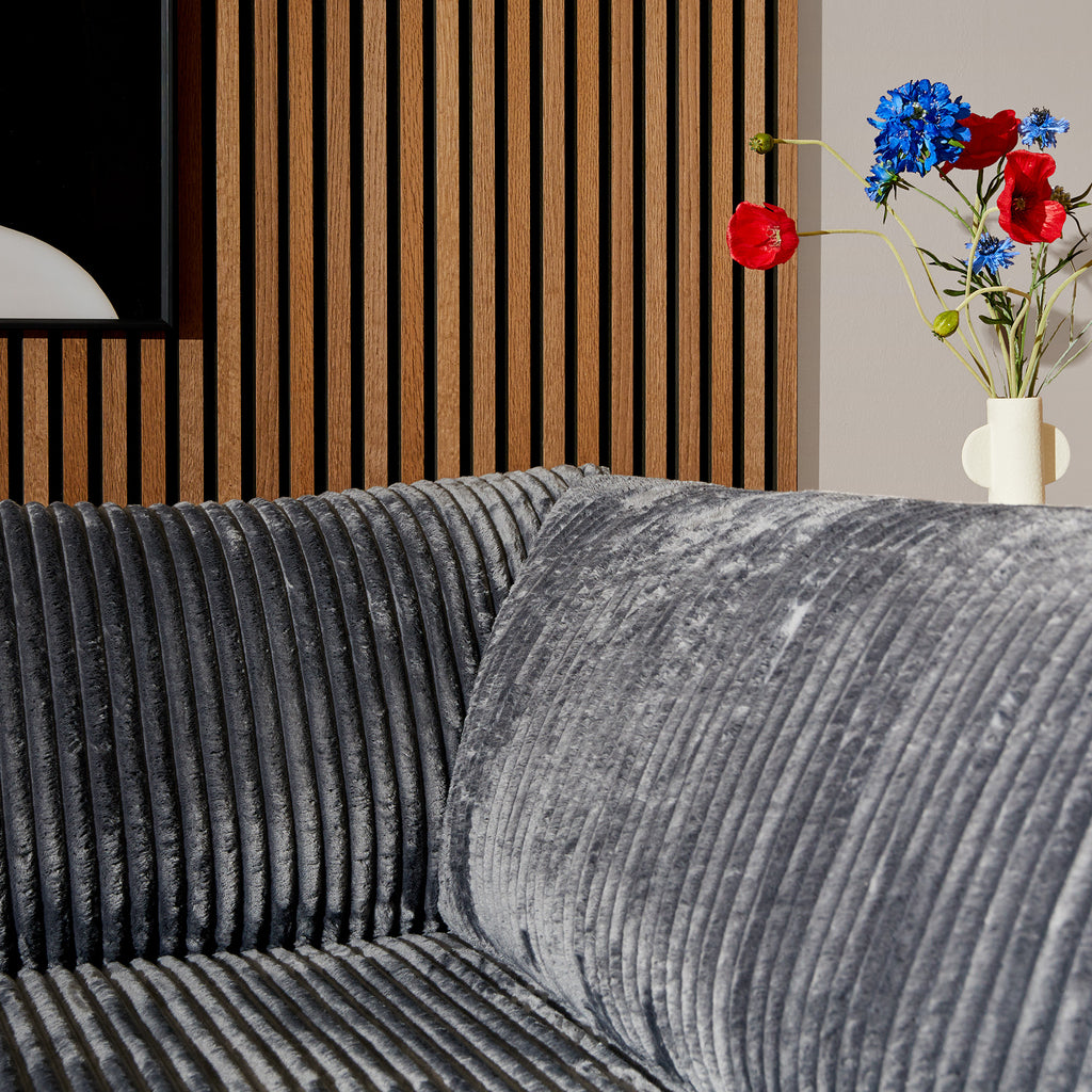 Ecksofa Teddy Anthrazit – MeinLieblingsPlatz Kollektion, Cord Bezug, Recamiere rechts, 271×199×87 cm, Nosag-Federung & Buchenholzrahmen