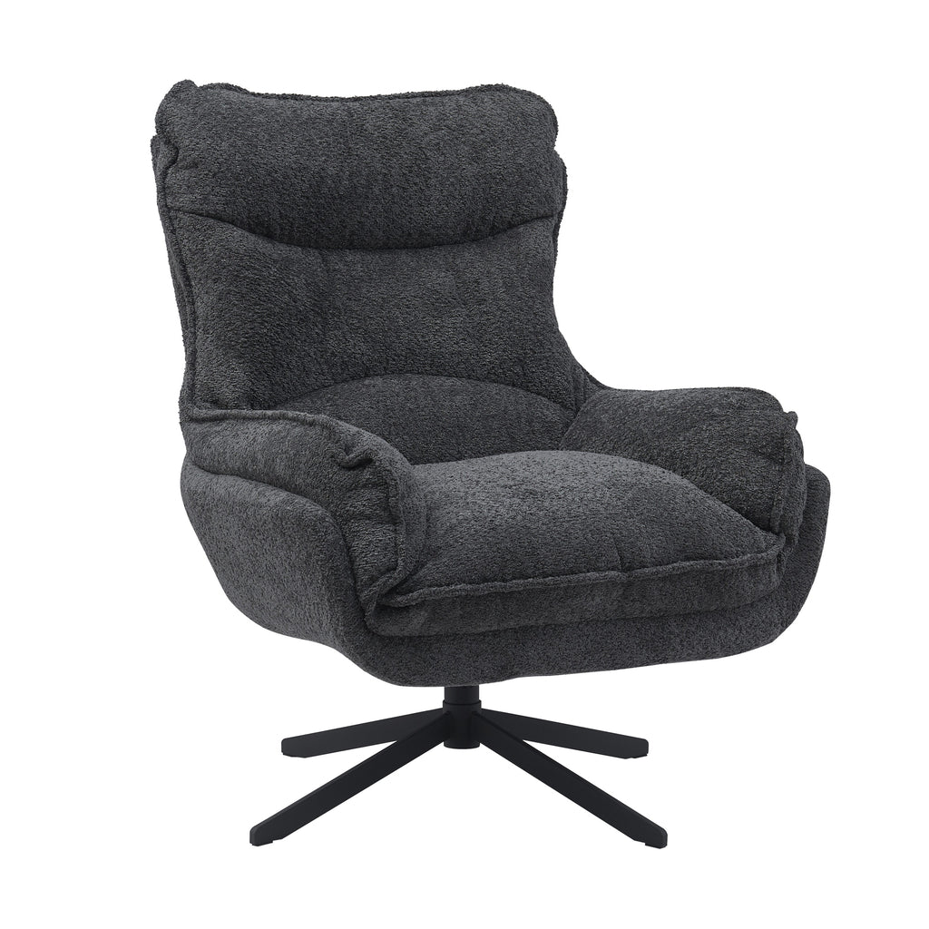 Sessel Vera mit Drehfunktion – 82x95x96,5 cm – komfortabel, modern & pflegeleicht – Polyesterbezug dunkelgrau & Metallgestell