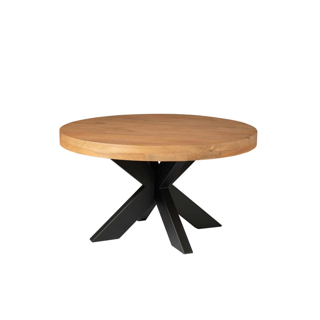 Couchtisch Delta Rund – Mangoholz & Metall, 80 cm