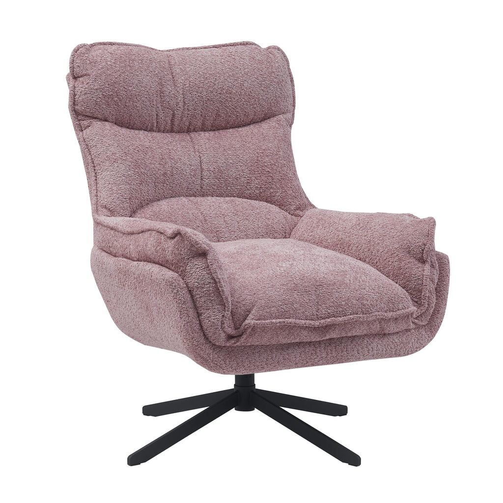 Sessel Vera – moderner Drehsessel mit Metallgestell & Polyesterbezug, 82 x 95 x 96,5 cm, Pink