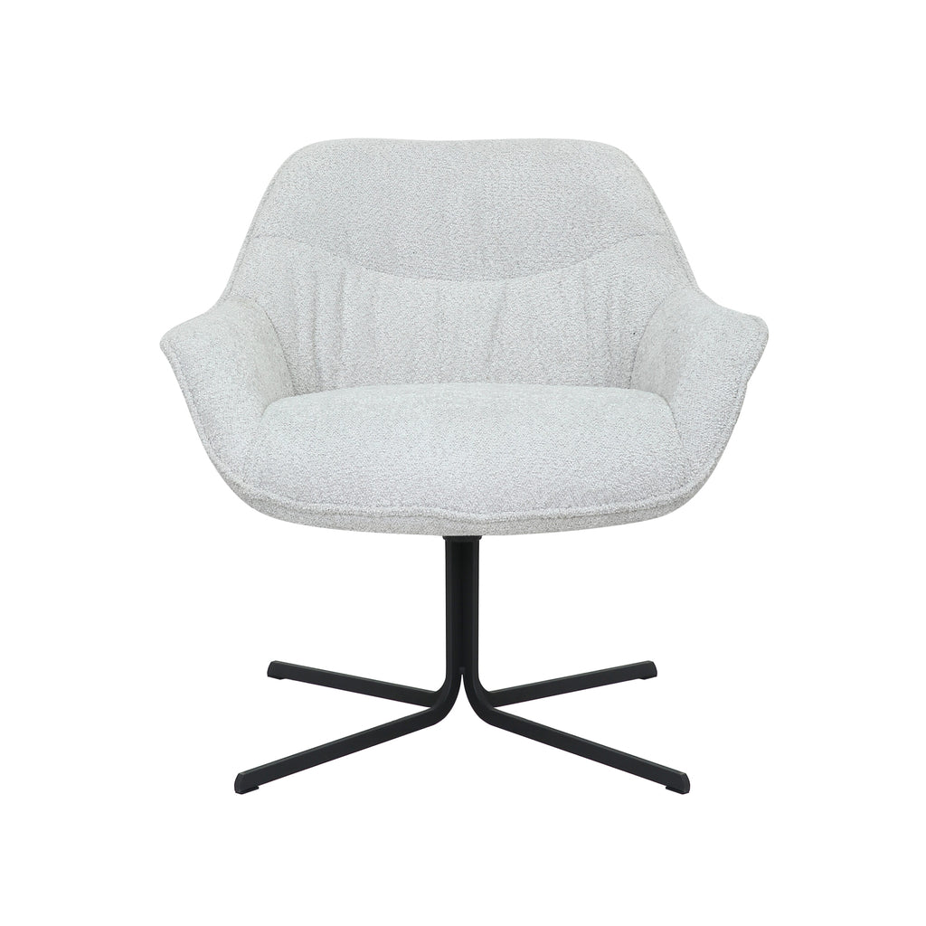 Sessel Miloo Off-White – Drehsessel mit Polsterung aus Polyester & Metallgestell, 79 x 79,5 x 81 cm, moderner Wohnzimmersessel