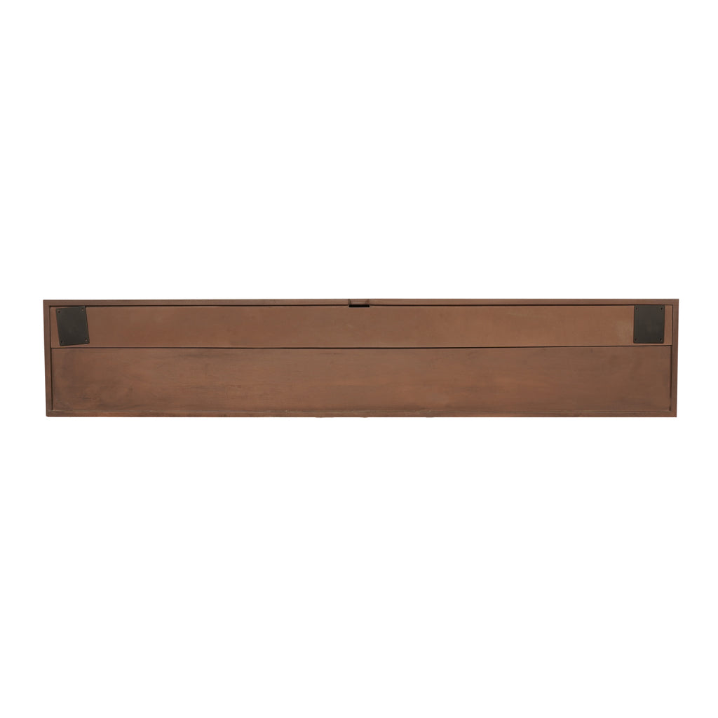 Schwebendes TV-Board Mandy Sand – Mangoholz mit Lattenmuster, 120 x 35 x 30 cm, modernes Design & luftige Eleganz fürs Wohnzimmer