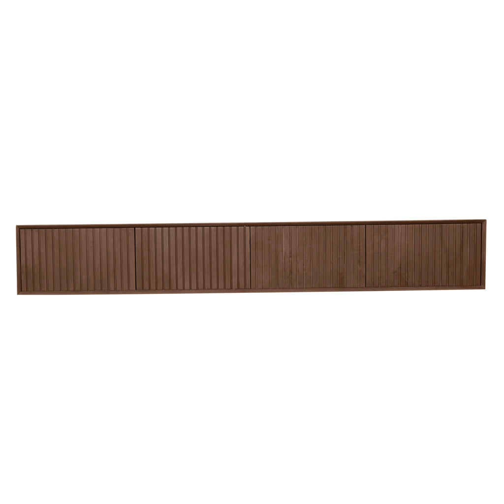Schwebendes TV-Board Mandy Sand – Mangoholz mit Lattenmuster, 120 x 35 x 30 cm, modernes Design & luftige Eleganz fürs Wohnzimmer