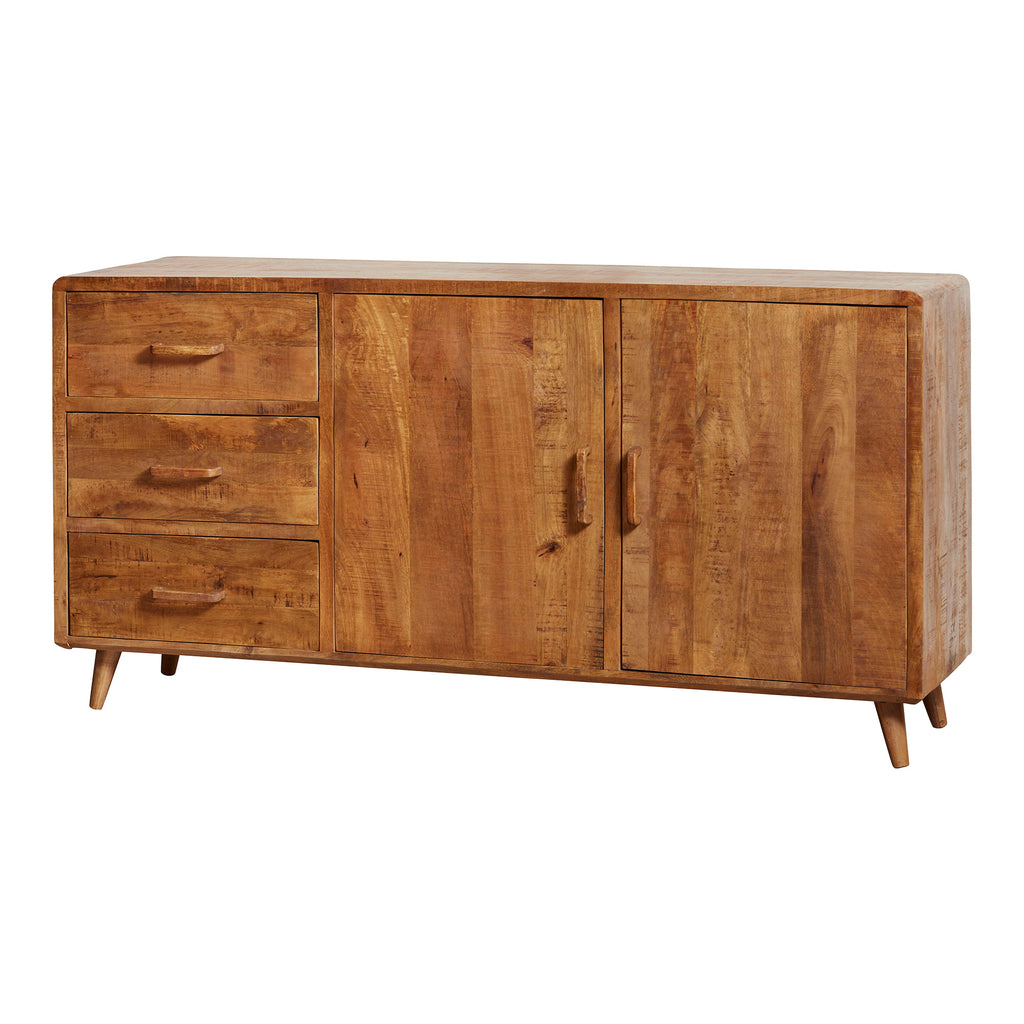 Sideboard Raven 180x45x90 cm – modernes Mangoholz Sideboard mit dekorativer Streifenfront & viel Stauraum