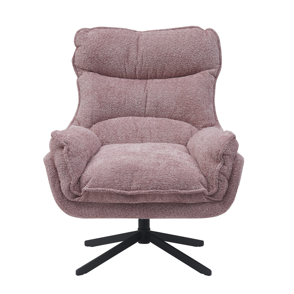 Sessel Vera – moderner Drehsessel mit Metallgestell & Polyesterbezug, 82 x 95 x 96,5 cm, Pink