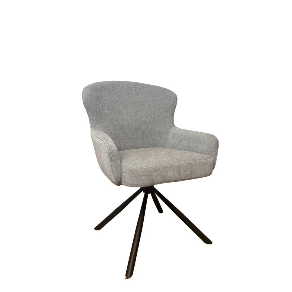 Esszimmerstuhl Hanna Ash Grey – Drehstuhl 62×65×89 cm mit Memory-Rückkehrfunktion & schwarzem Metallgestell