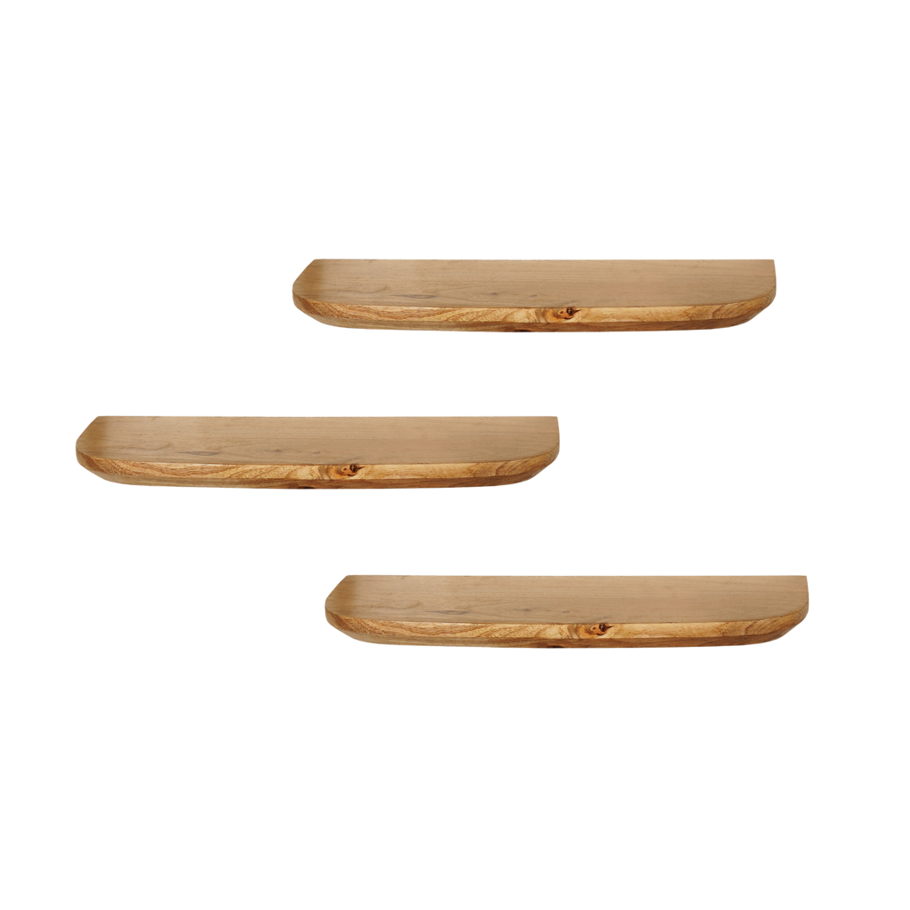 Wandregal-Set Gusta 60 x 20 x 15 cm – Massives Mangoholz, Naturfinish