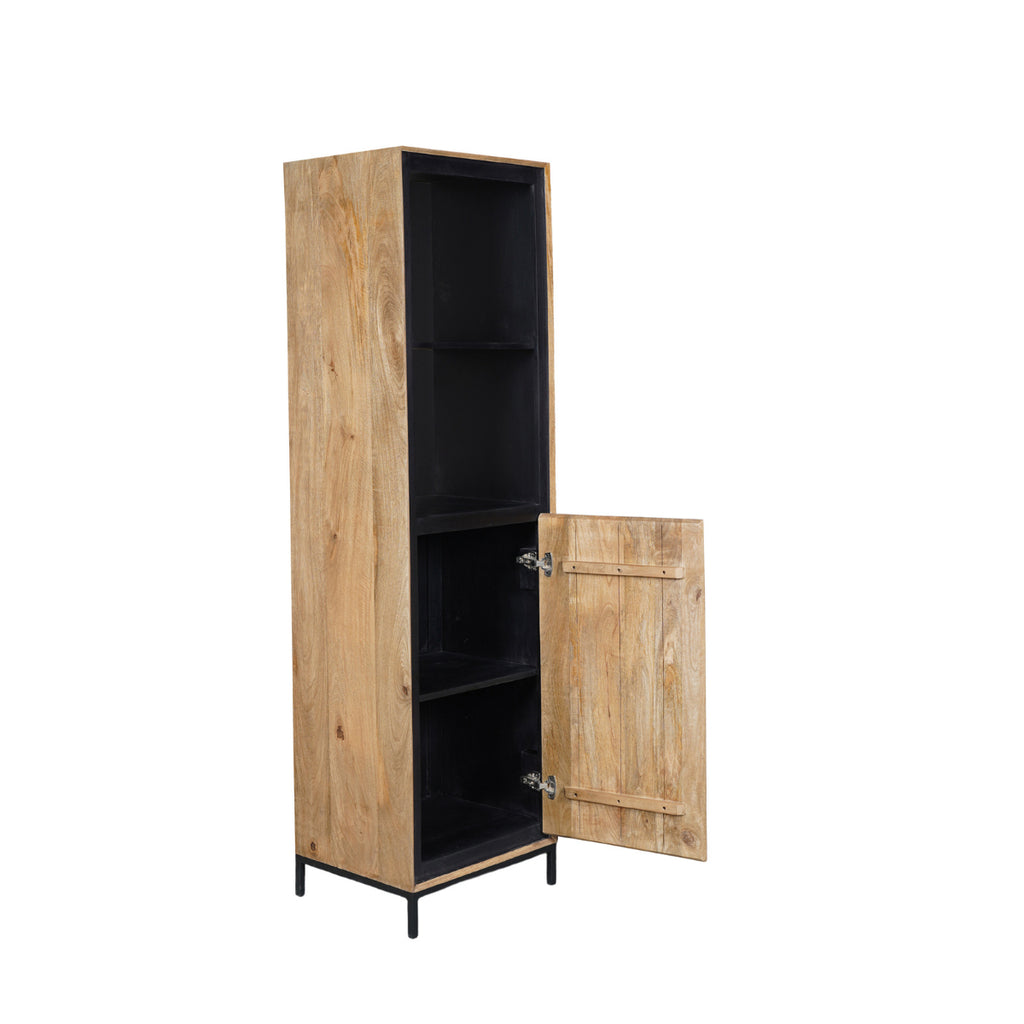 Regalschrank Rois – Mangoholz & Metall Schwarz, 60 x 45 x 220 cm