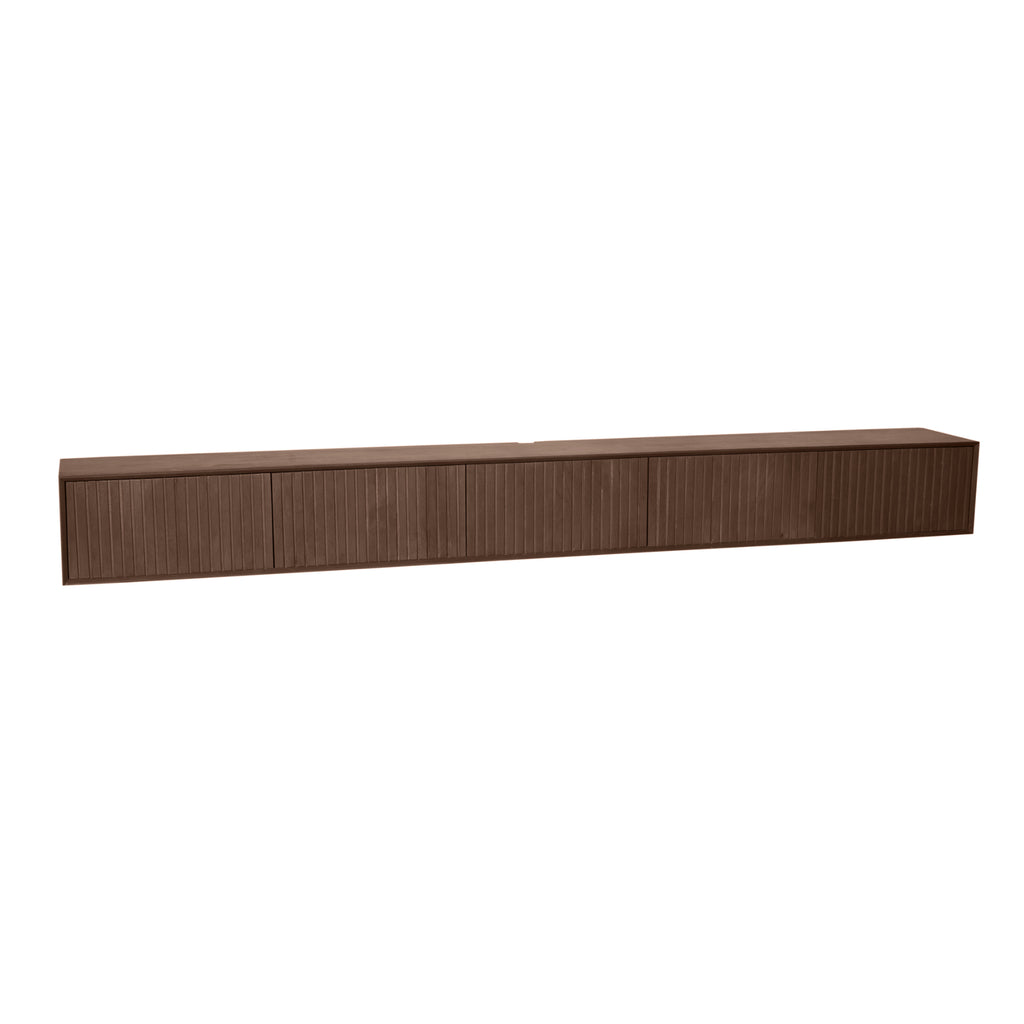 Schwebendes TV-Board Mandy Sand – Mangoholz mit Lattenmuster, 120 x 35 x 30 cm, modernes Design & luftige Eleganz fürs Wohnzimmer