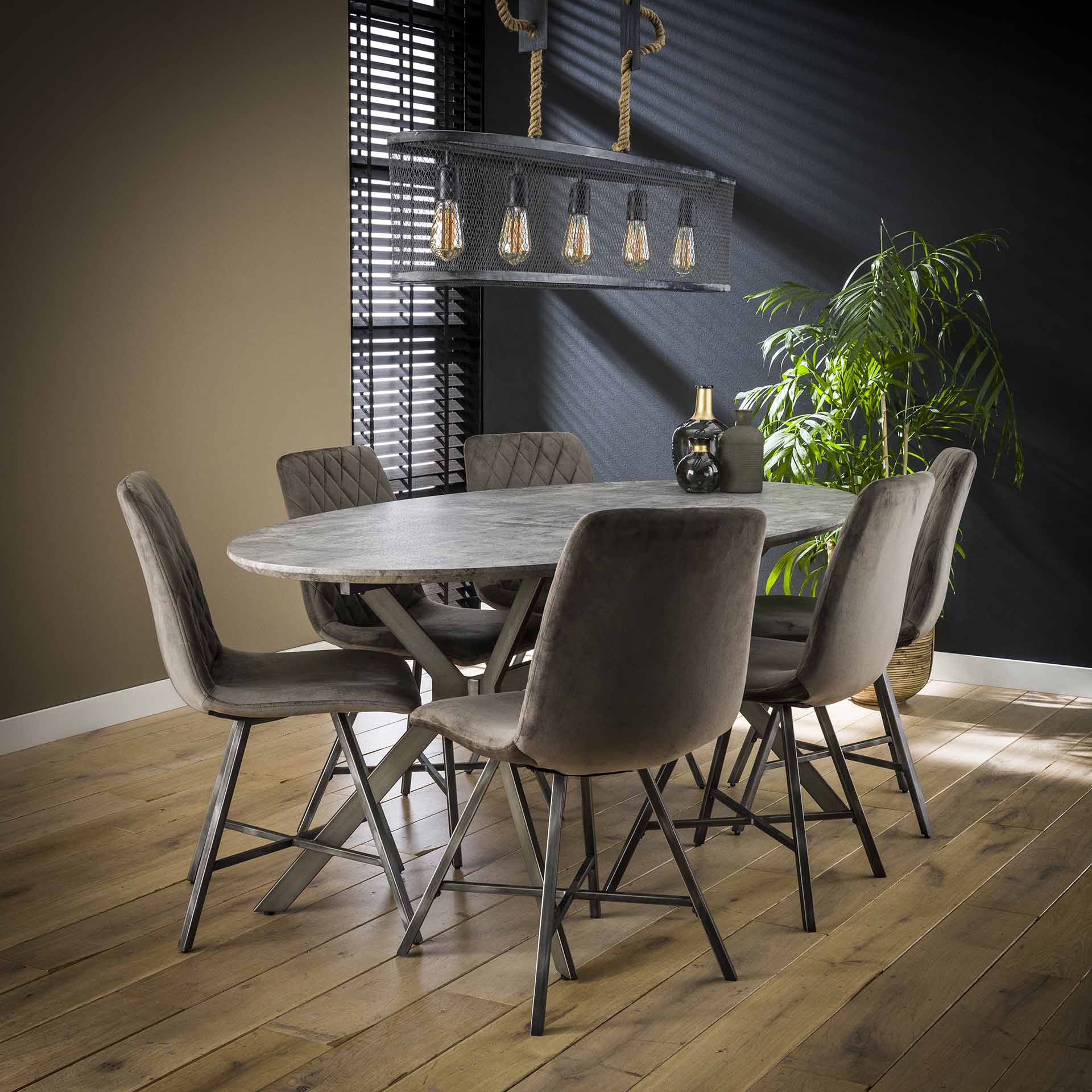 Esstisch oval 200 cm | 3D Beton Optik