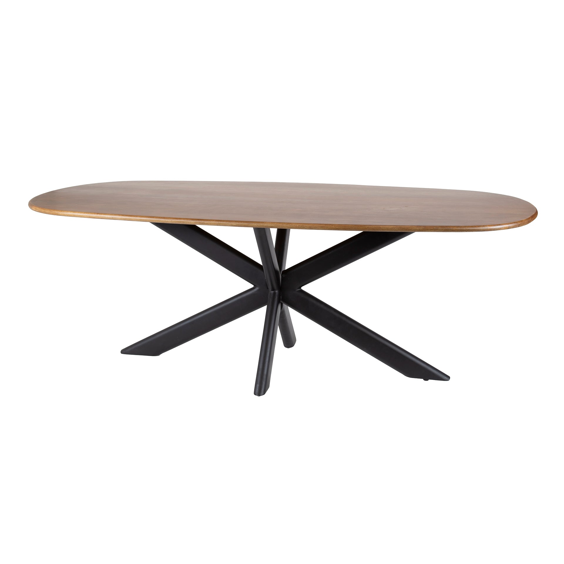 Esstisch Olvaro – Mangoholz Sand mit Spinnengestell aus Metall, 180 x 95 x 76 cm