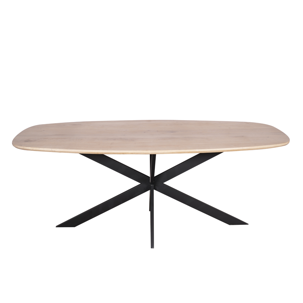 Esstisch Evoque – dänisch oval, Natur Eiche FSC-zertifiziert, 200 x 100 x 76 cm, Massivholz mit Spidergestell