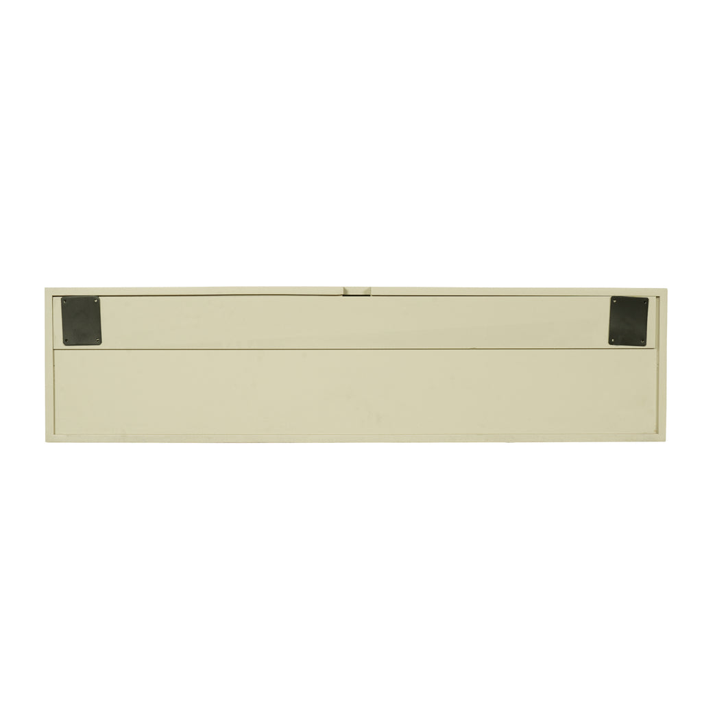 Schwebendes TV-Board Mandy Sand – Mangoholz mit Lattenmuster, 120 x 35 x 30 cm, modernes Design & luftige Eleganz fürs Wohnzimmer