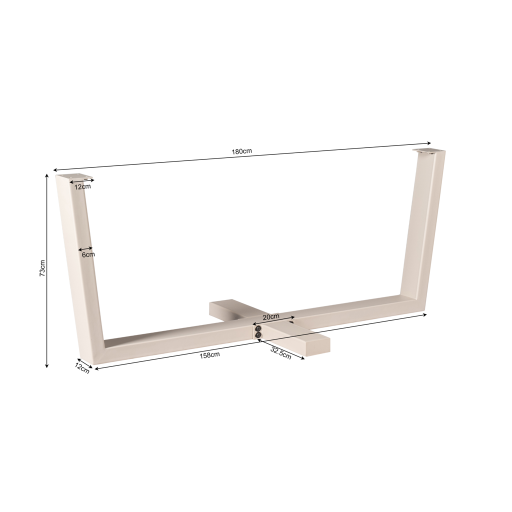 Tischgestell Kreuzbein Sand – elegantes Metallgestell mit Sandfinish, 180 x 80 x 73 cm, passend für Tischplatten 160–240 cm