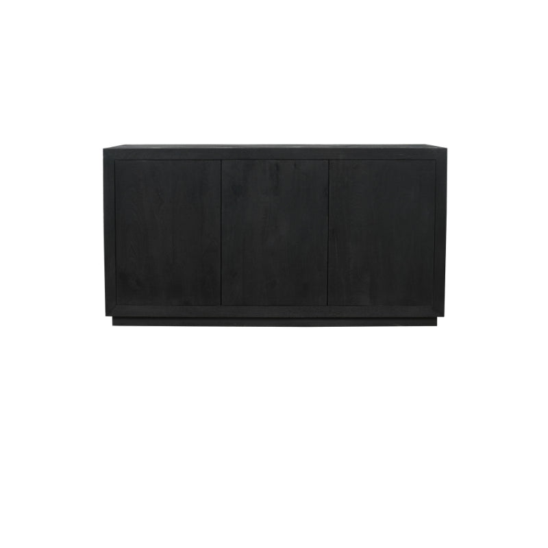 Sideboard Bali Schwarz – moderne Kommode aus Mangoholz mit 3 Türen & Push-to-Open, 150 x 45 x 80 cm