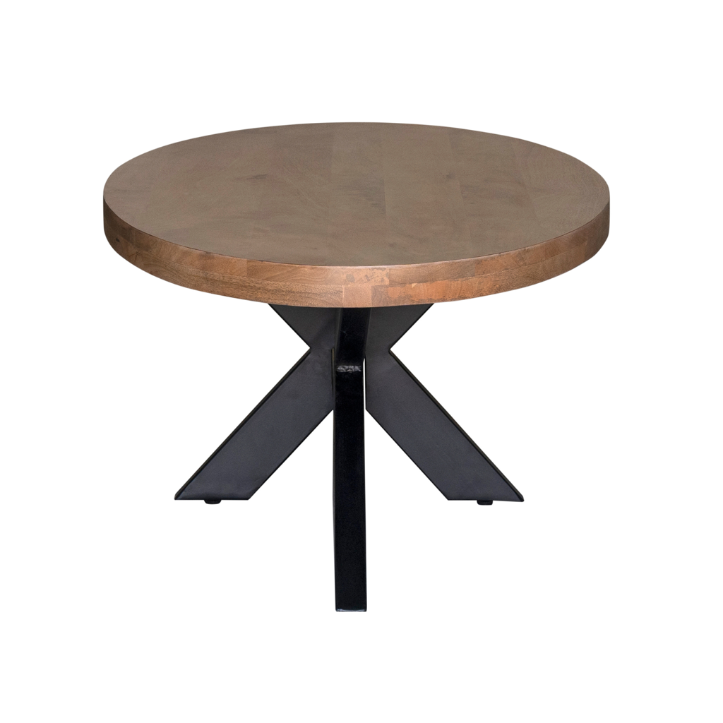 Couchtisch Delta 130x70x46 cm Natur – ovaler Couchtisch aus Mangoholz mit Metallgestell