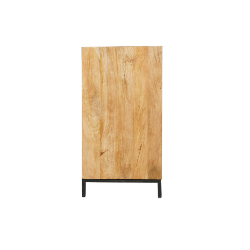 Sideboard Rois 210x45x85 cm – Mangoholz Kommode mit Metallrahmen, 3 Türen & 3 Schubladen