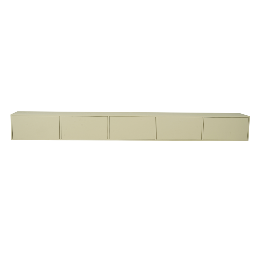 Schwebendes Lowboard Focus 280x35x30 cm – elegantes TV-Board aus Mangoholz Sand mit Push-to-Open