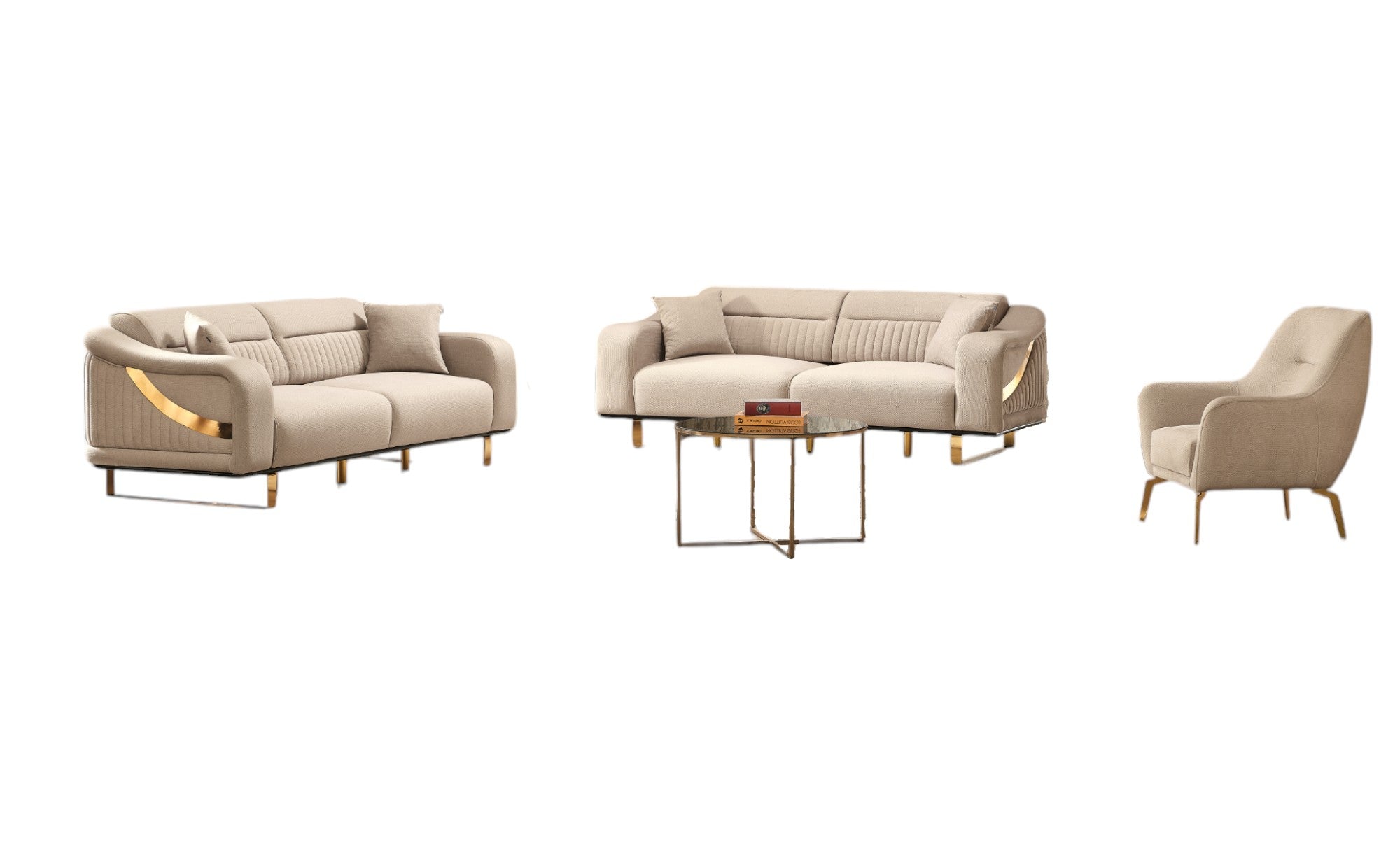 Neapel Sofa Handarbeit Massivholz Hochwertiger Stoff