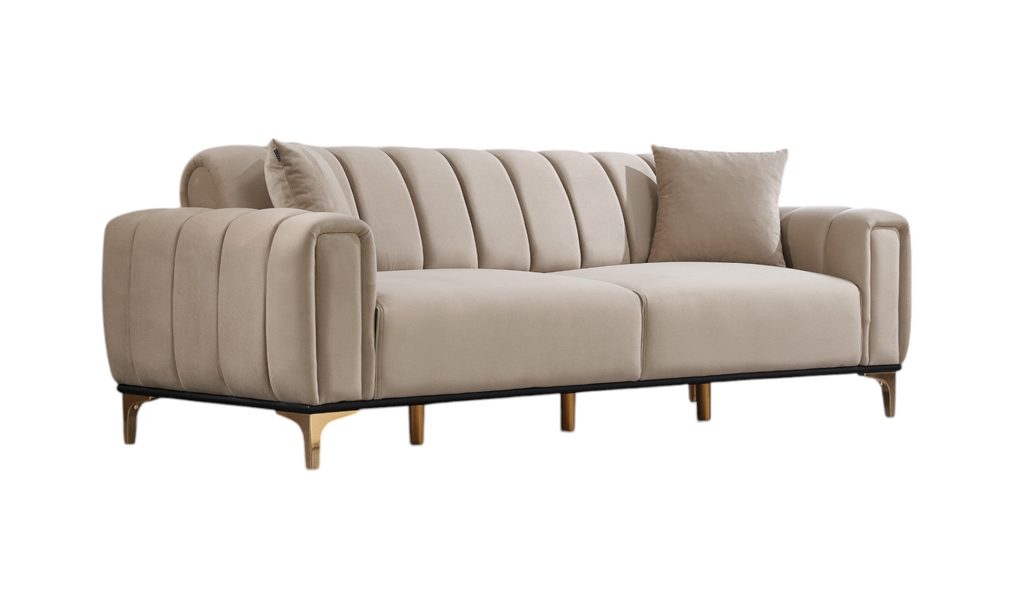 Barcelona Sofa Handarbeit Massivholz Hochwertiger Stoff