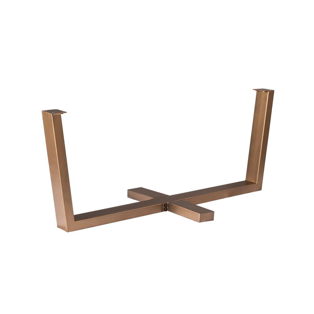 Esstischgestell Kreuzbein Bronze – Metallgestell mit Kreuzfuß, passend für Tischplatten 160–240 cm, 180 x 80 x 73 cm