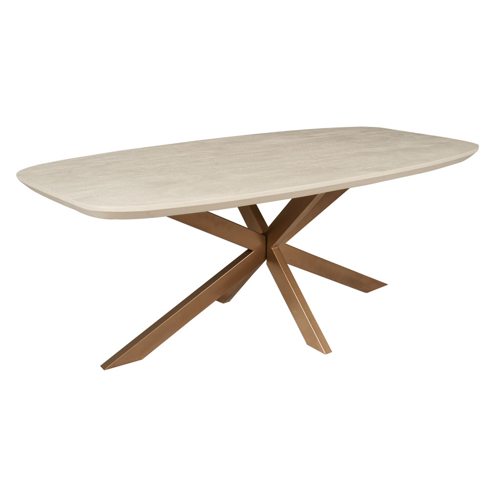 Esstisch Mandy Sand – Rechteckiger Mangoholztisch 160 x 90 x 76 cm mit bronzefarbenem Gestell