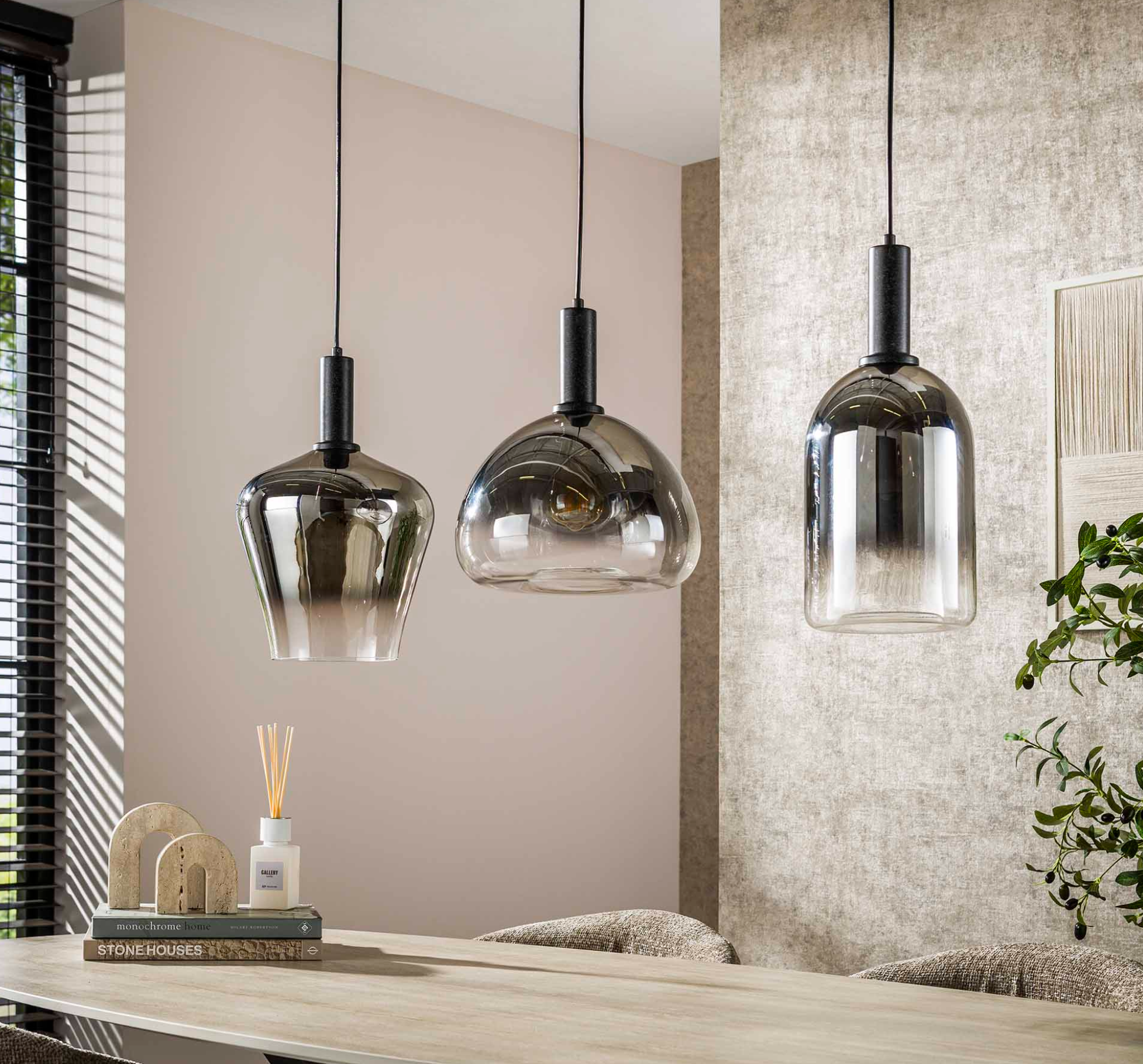 Pendelleuchte Lumea – 3-flammig, höhenverstellbar bis 150 cm, Glas mit Chromverlauf