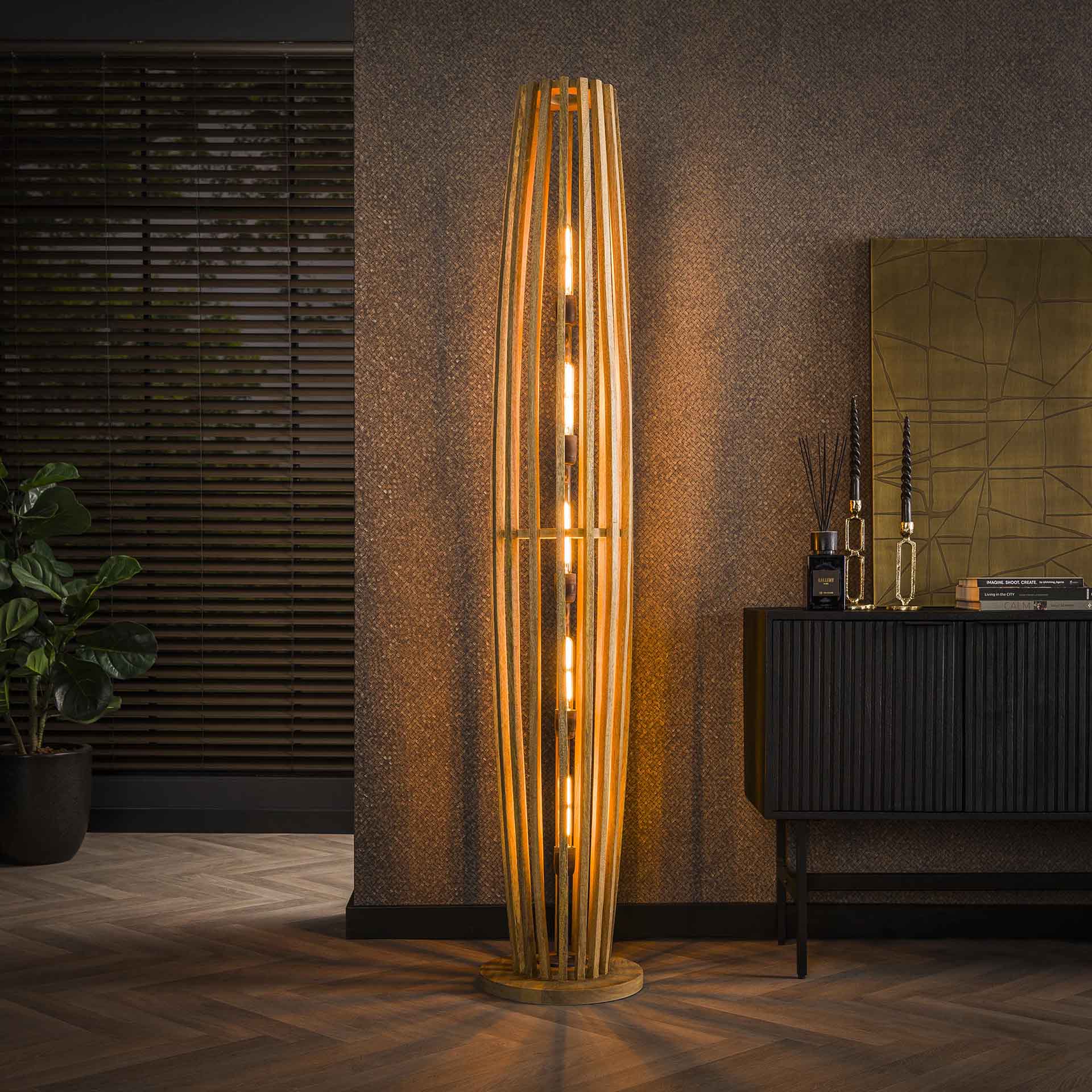 Stehleuchte – Velora Frame – Massivholz Mango natur