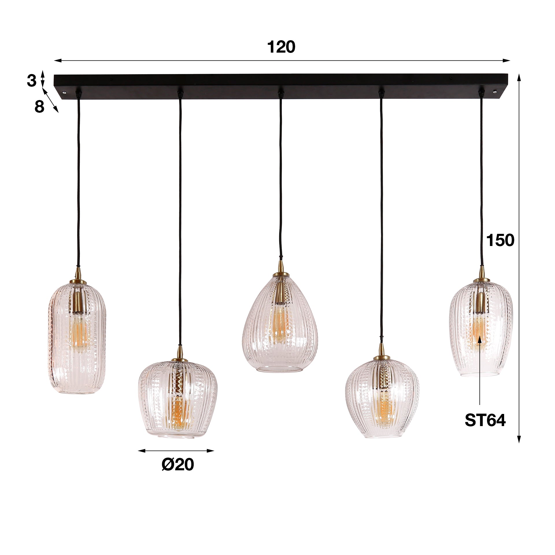 Hängeleuchte – Luma Home – Glas – Diamond glass