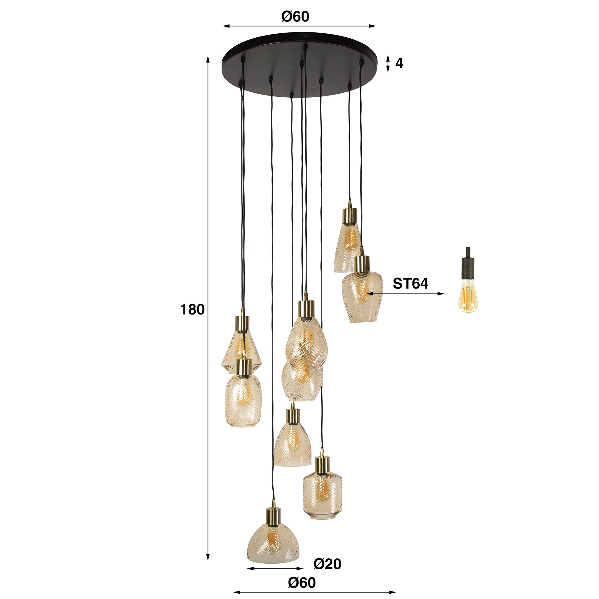 Hängeleuchte – Mira Select – Glas – Amber color glas