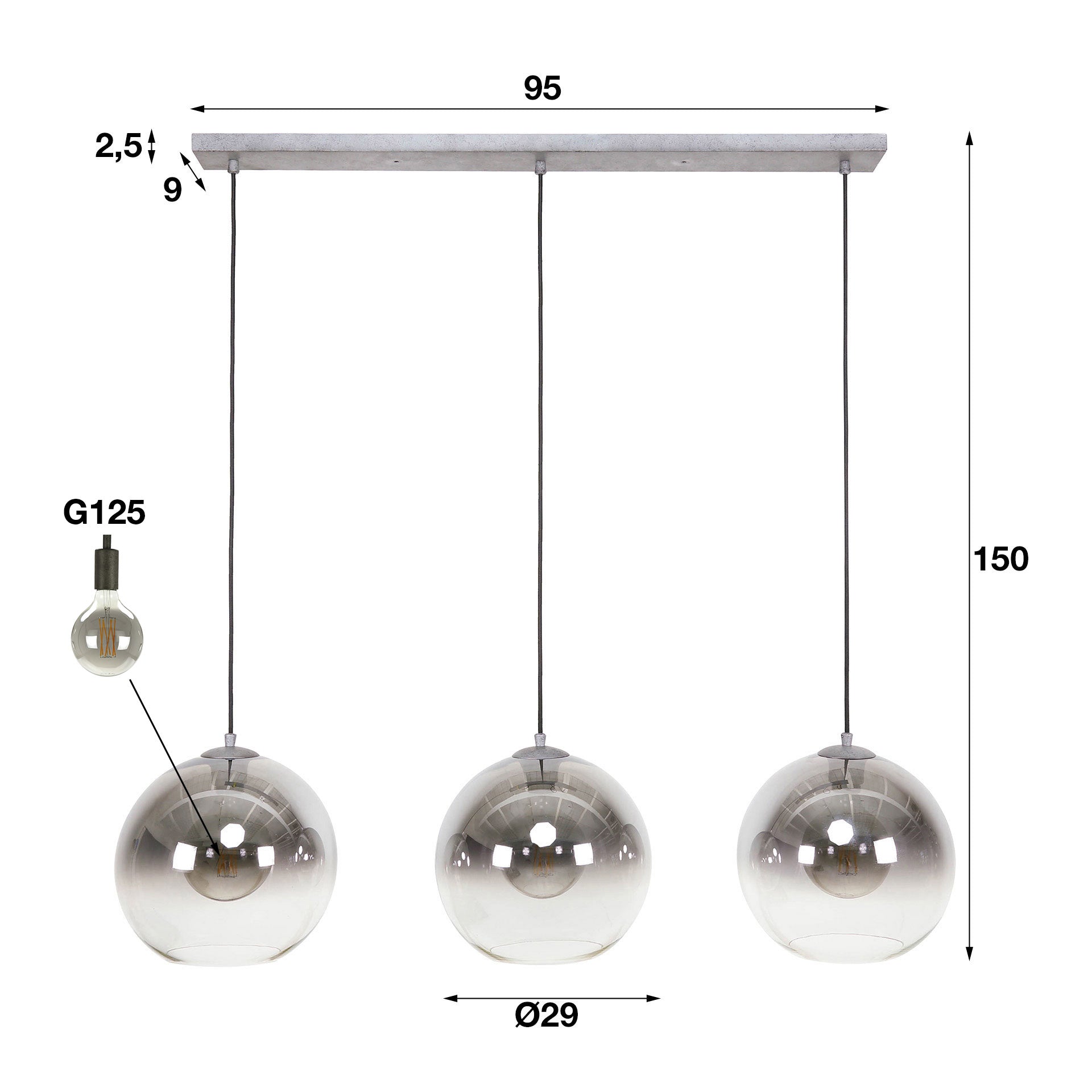 Hängeleuchte – Luma Modern – Alt Silber Finish