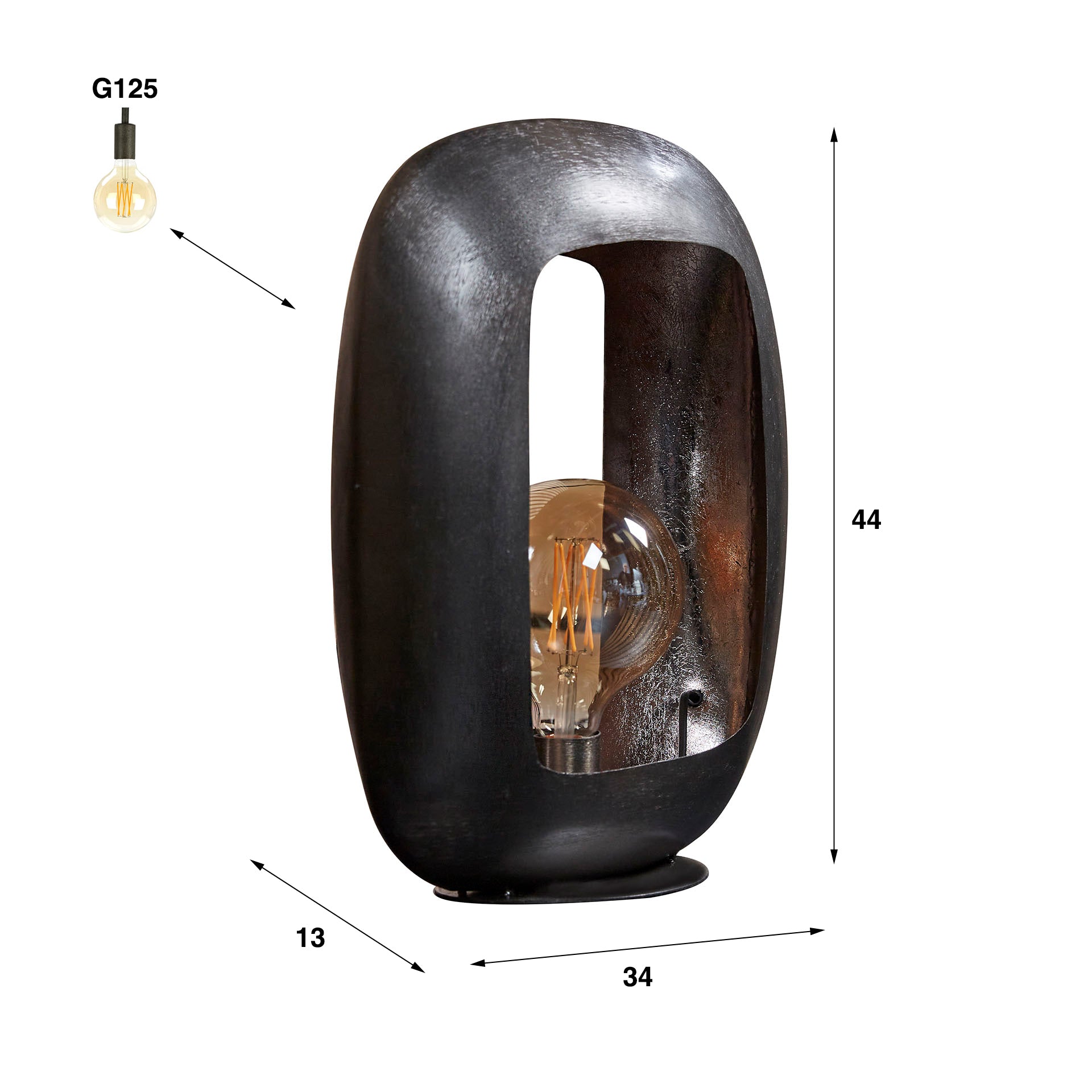 Tischleuchte – Serra Design – Schwarz Nickel