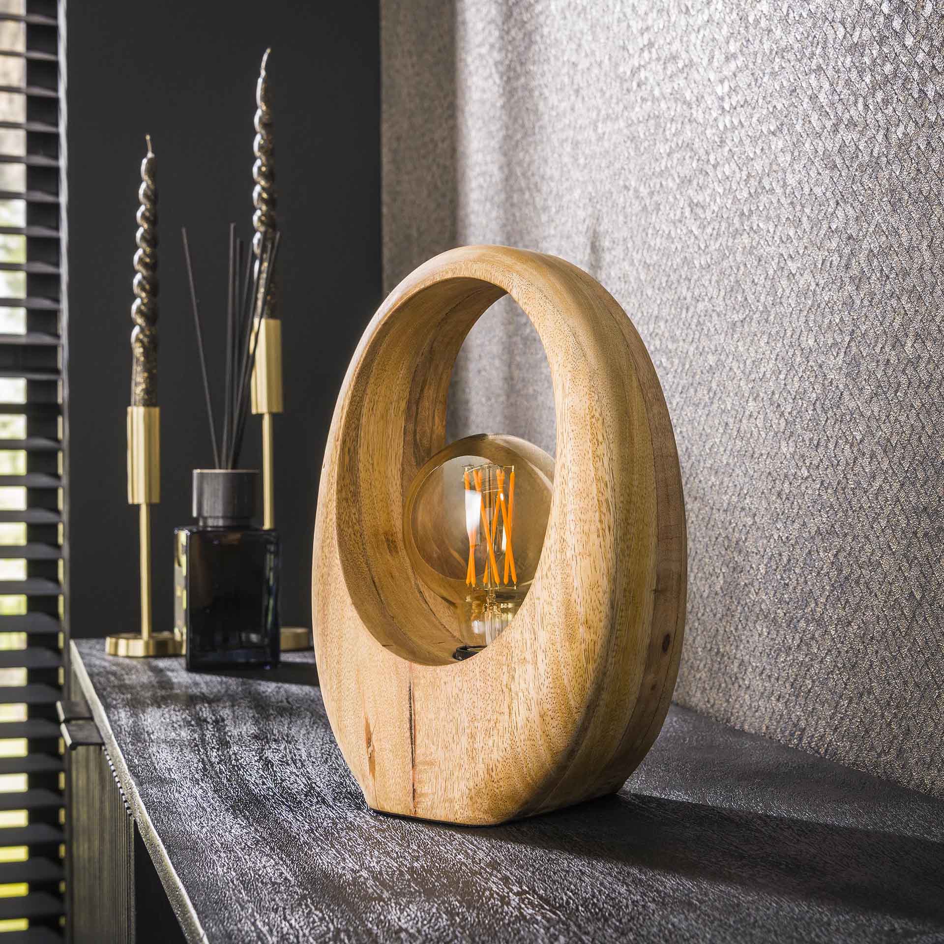 Tischleuchte – Linea Origin – Massivholz Mango natur