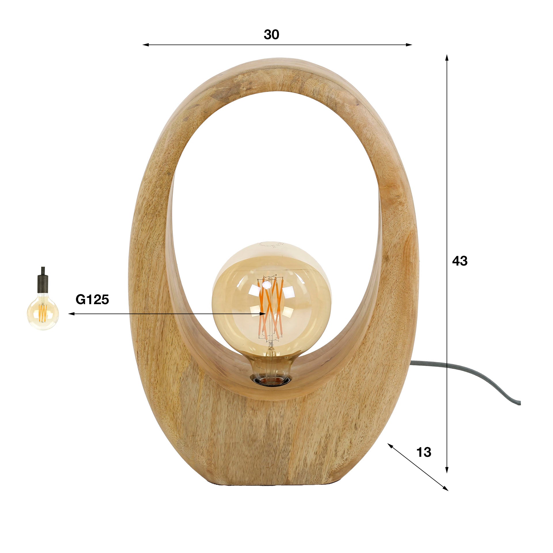 Tischleuchte – Scalea Design – Massivholz Mango natur