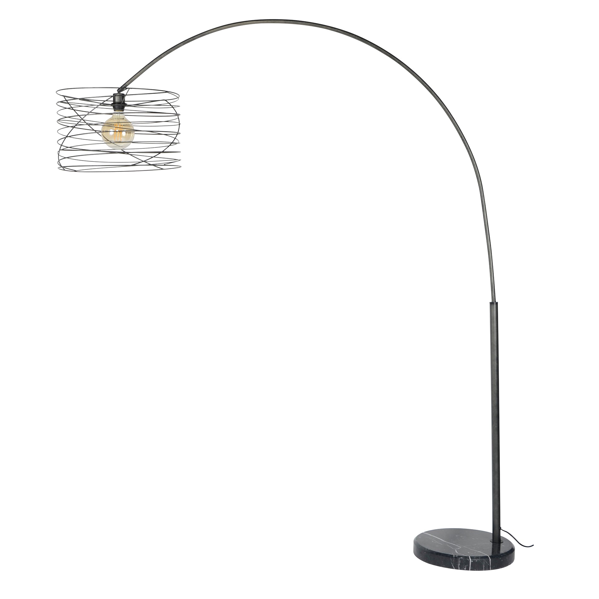 Bogenleuchte Arco Curl Ø45×170×192 cm – moderne Metall-Leuchte mit Marmorfuß, LED geeignet