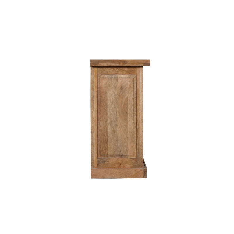 Sideboard Nizza – Mangoholz Kommode mit Metalltüren, 160×90×45 cm, stilvolles Möbelstück mit 1 Tür & 6 Schubladen im Holzstreifen-Design