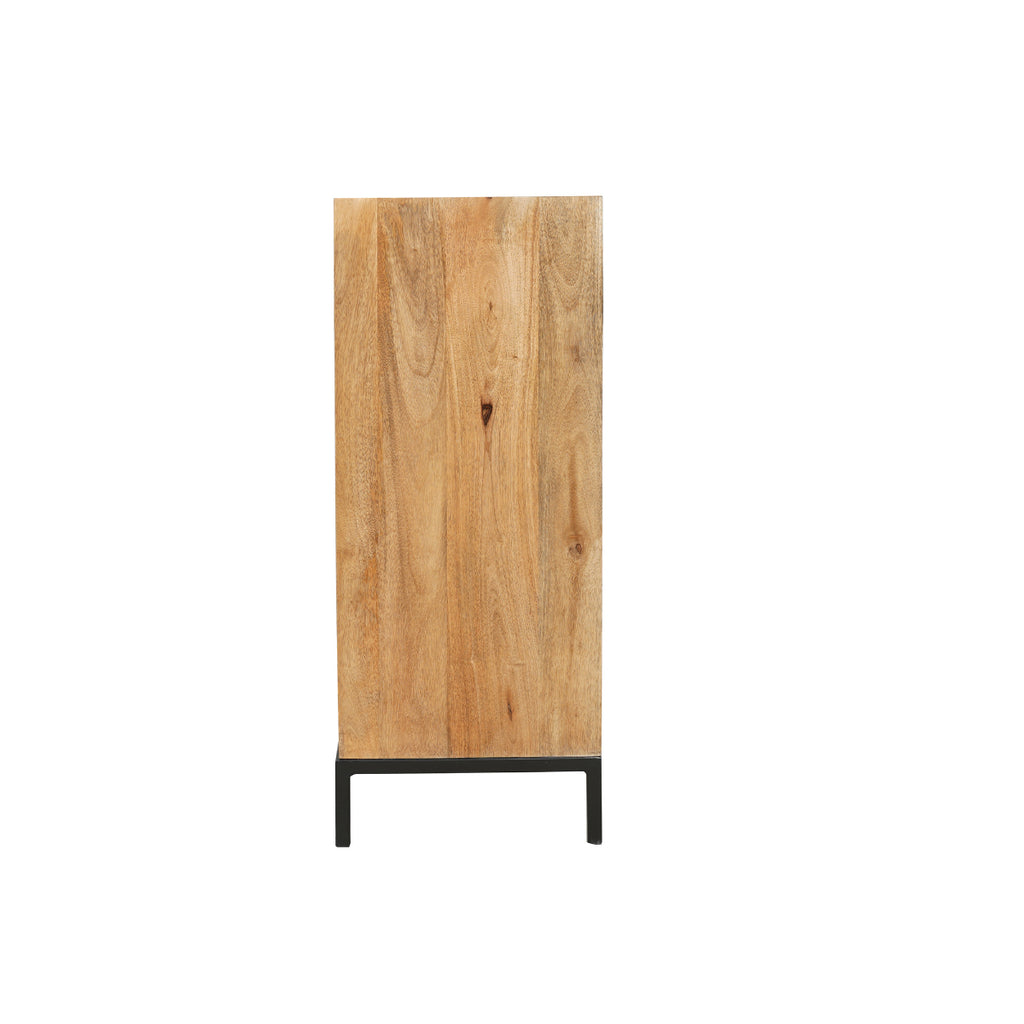 Kommode Rois Mango Natur 50x40x120 cm – moderner Schrank mit 5 Schubladen & Metallgestell